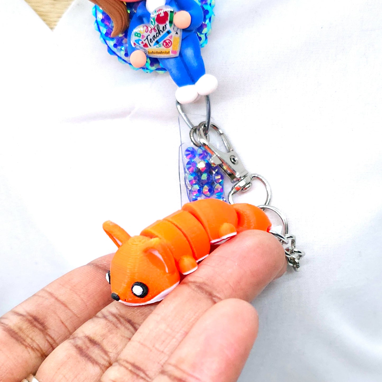 Cute Fox Charm: 3D Printed Fidget Keychain