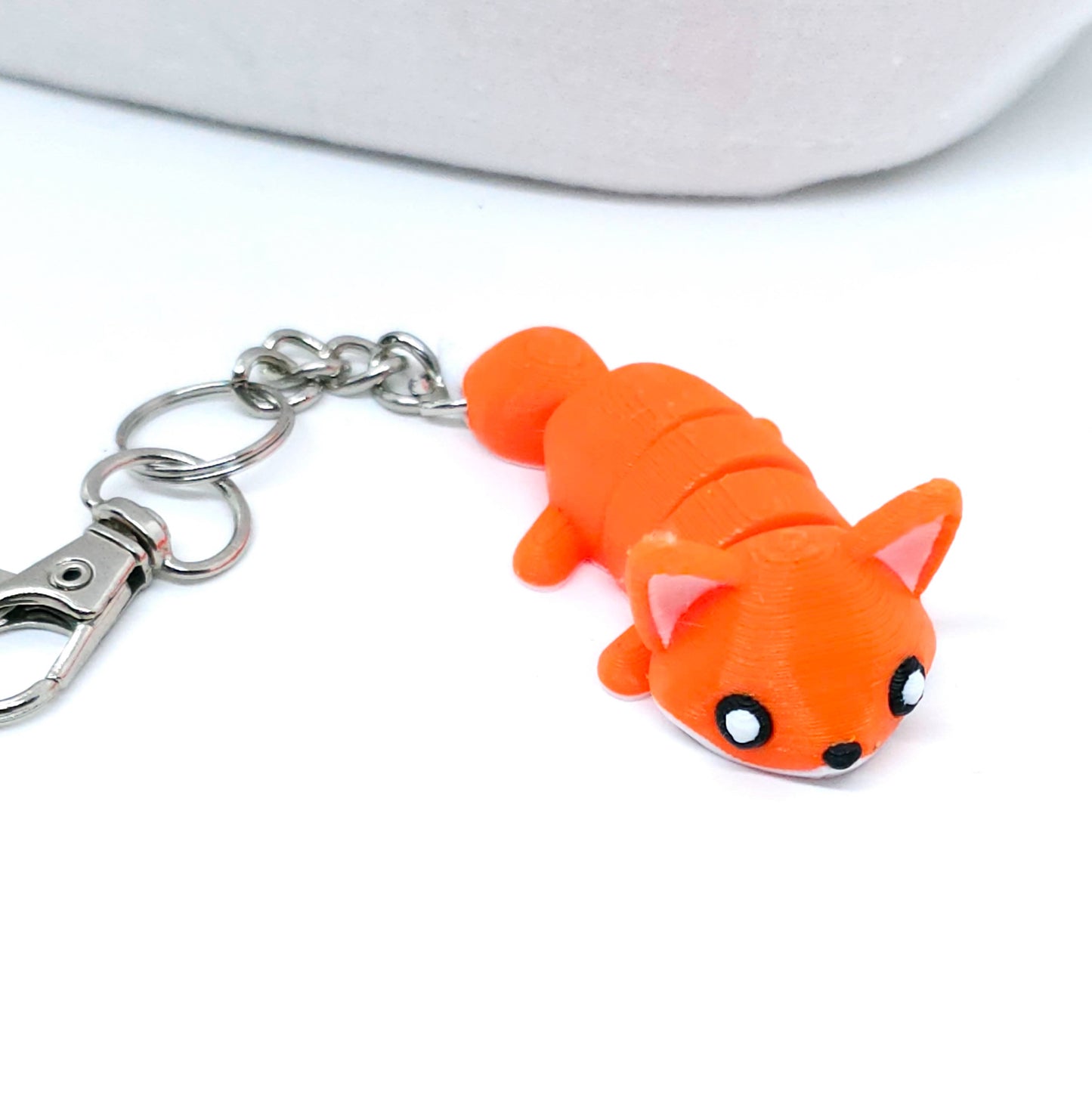 Cute Fox Charm: 3D Printed Fidget Keychain
