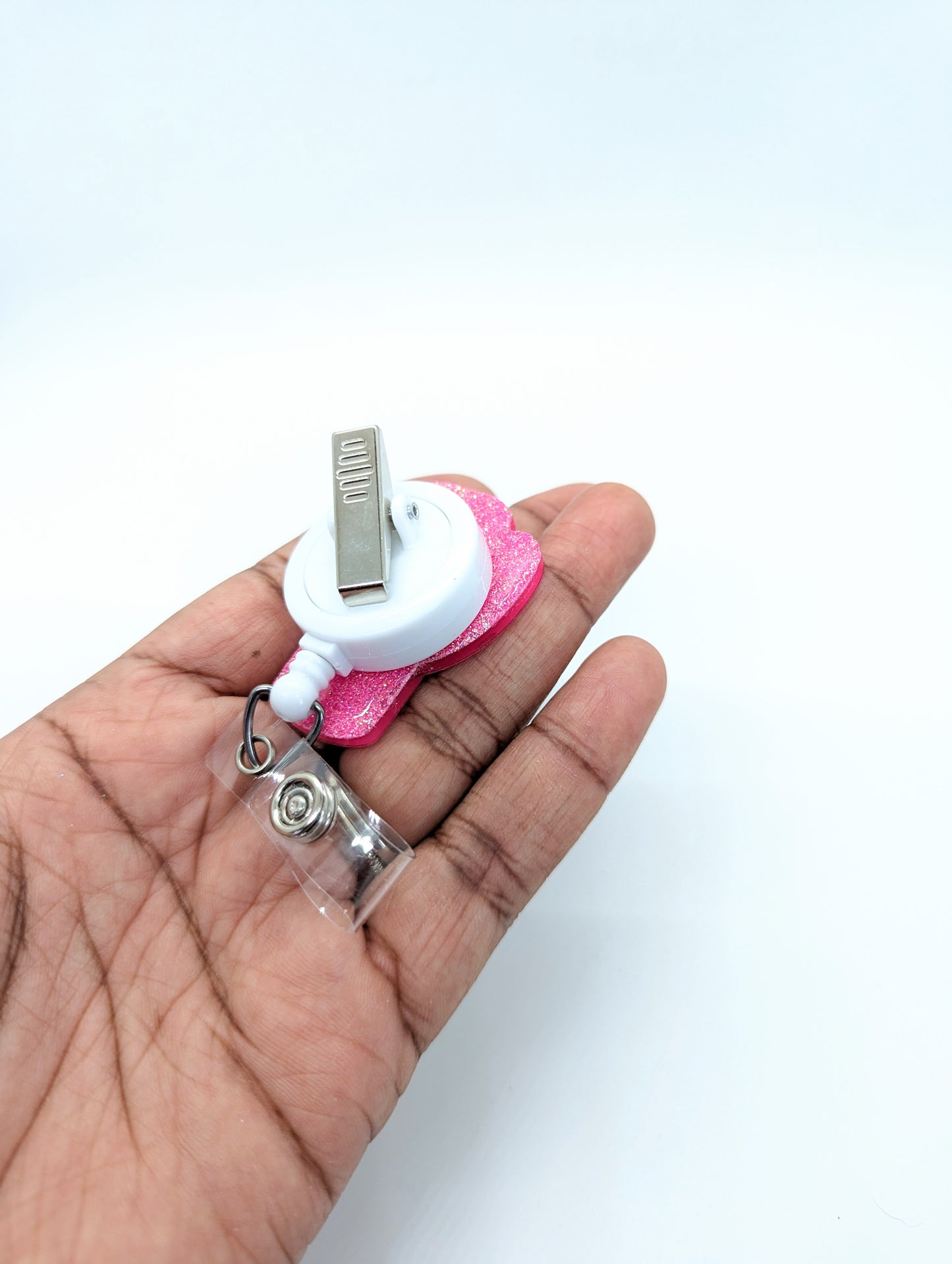 Pink Ribbon Boxing Glove Badge Reel