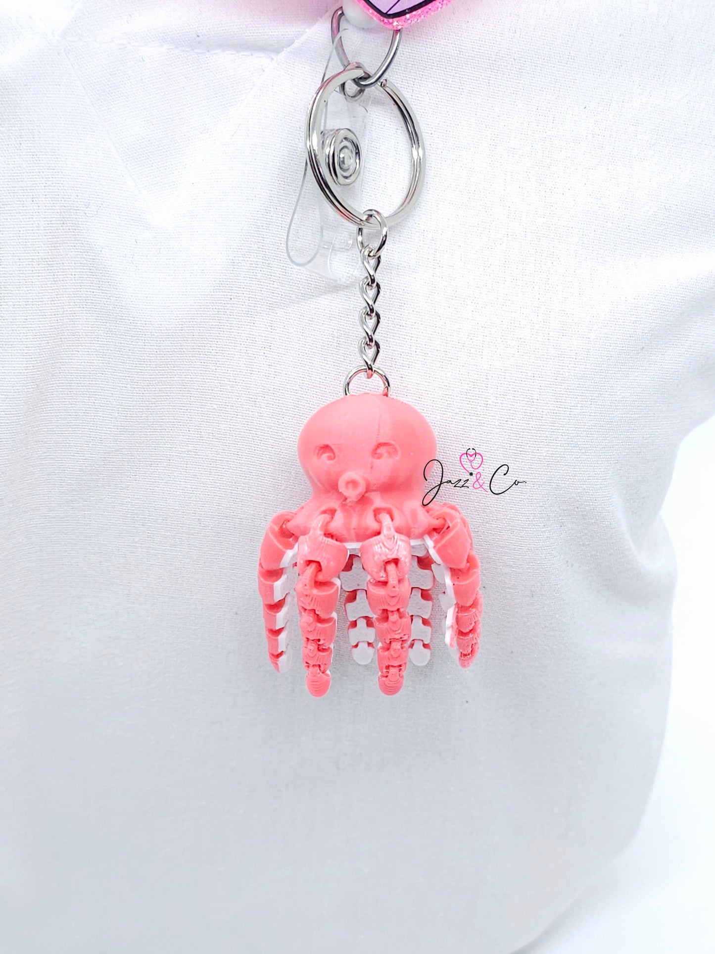 Flexible Octopus Badge Reel Charm - Interactive Nurse Accessory
