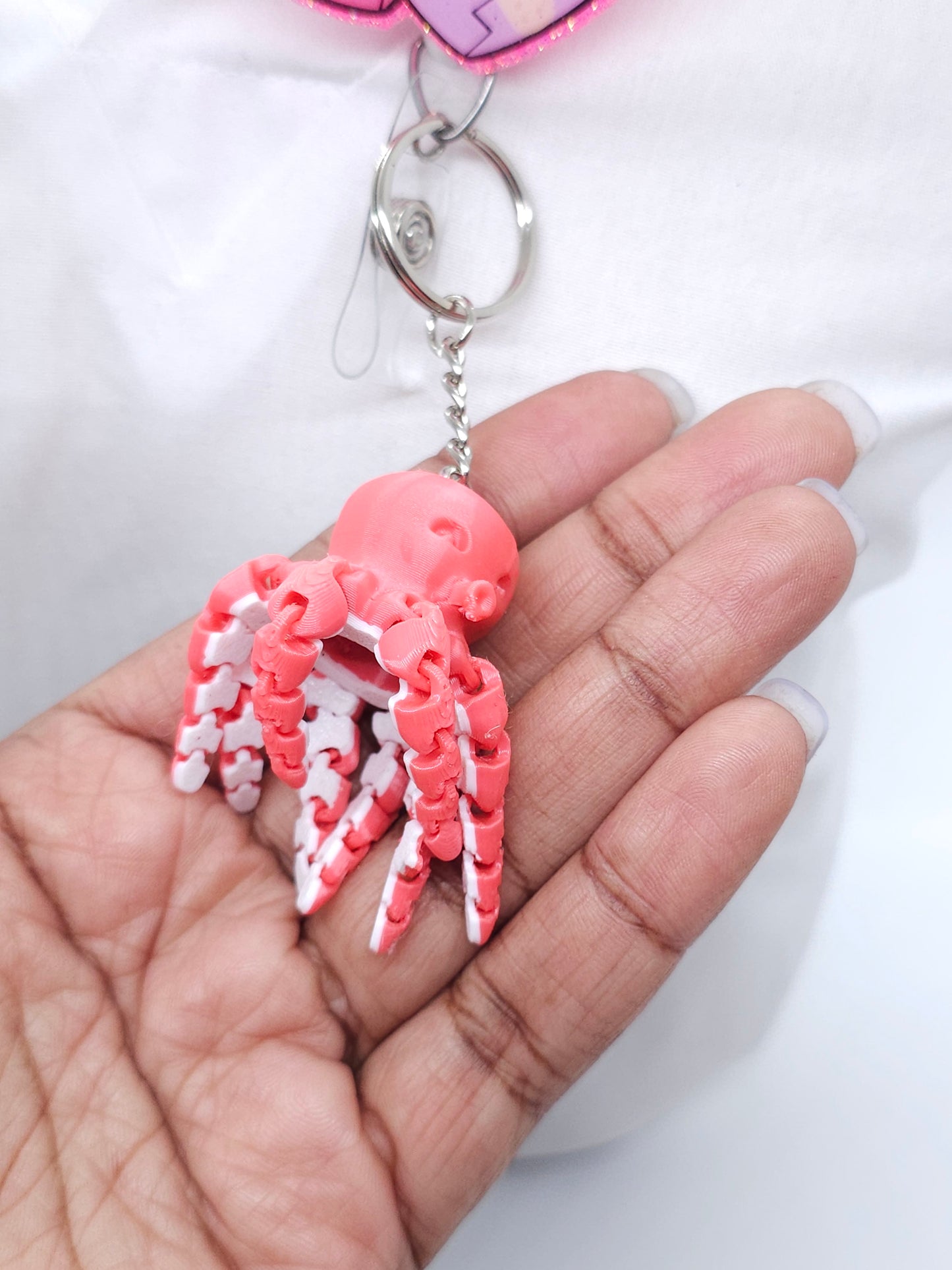 Flexible Octopus Badge Reel Charm - Interactive Nurse Accessory
