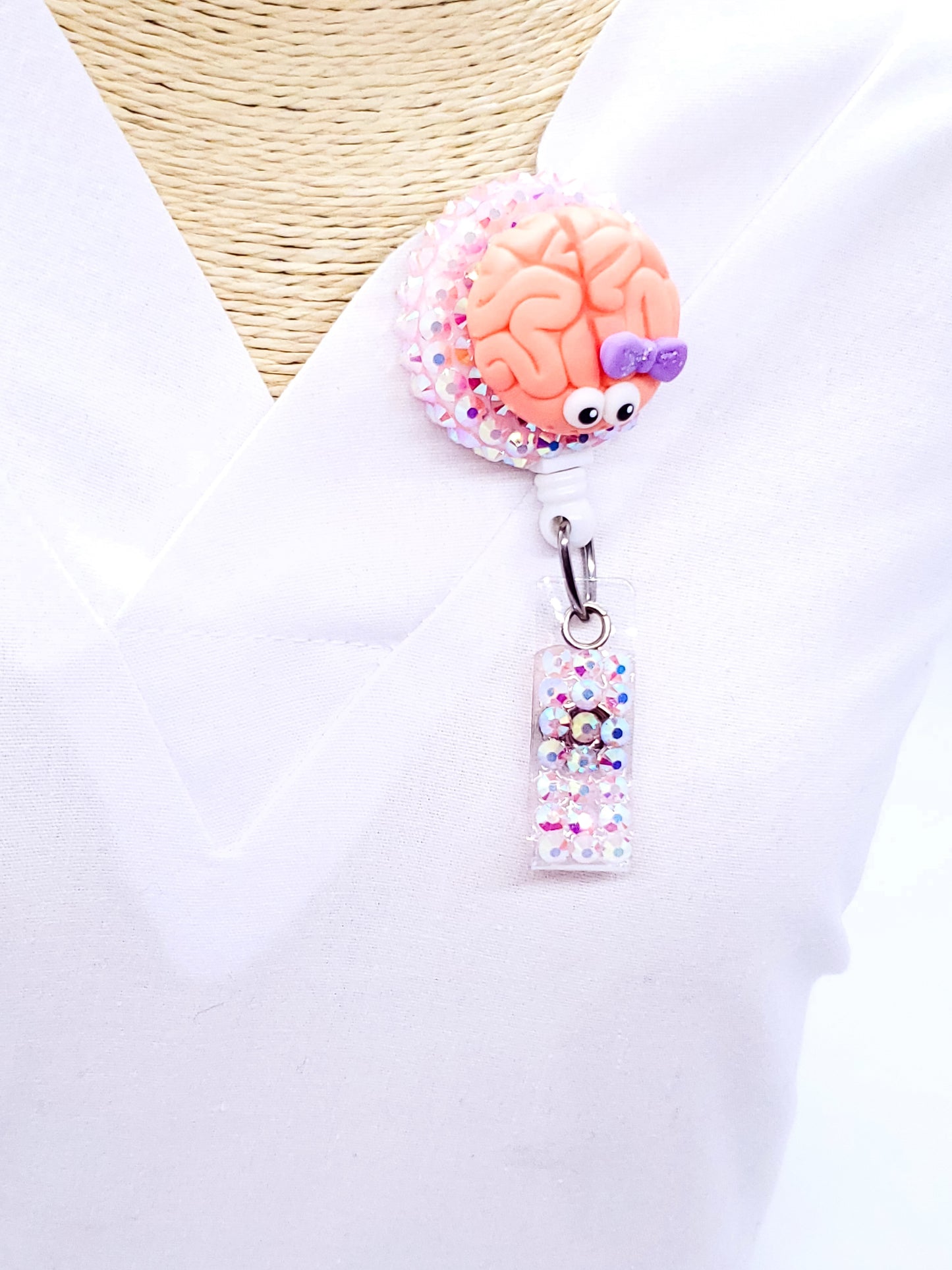 Brain Nursing Badge Reel with Purple Bow