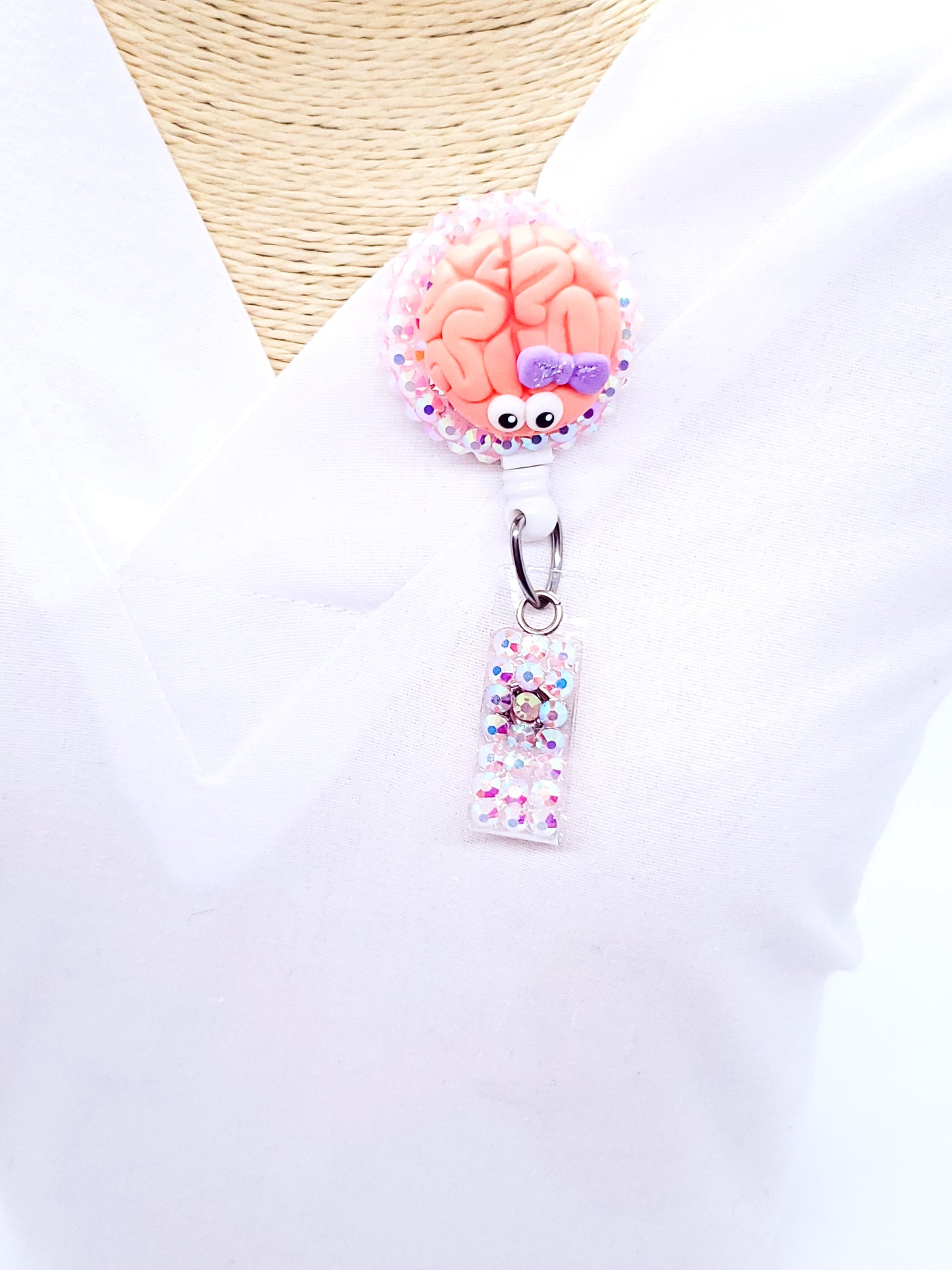 Brain Nursing Badge Reel with Purple Bow