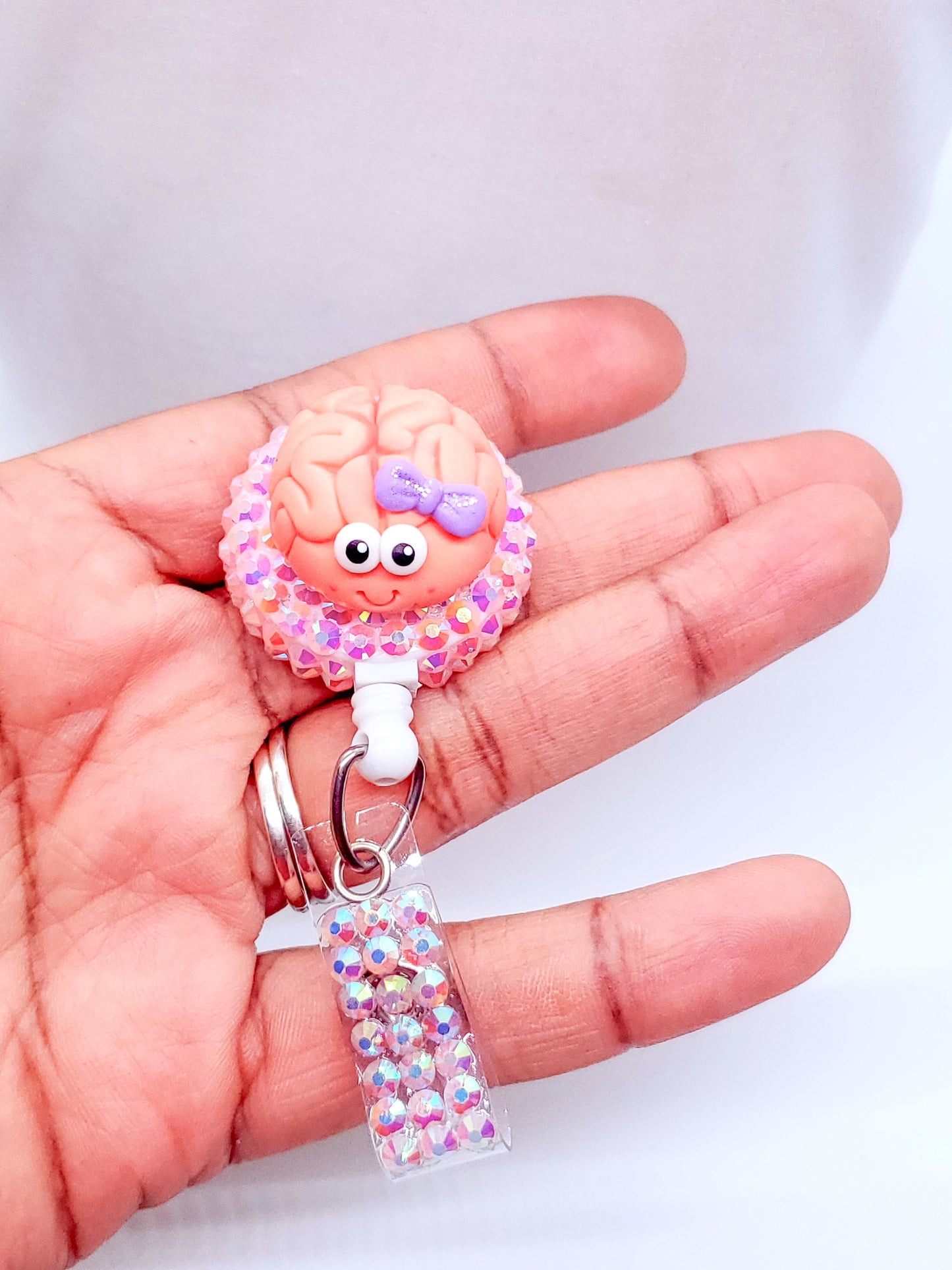 Brain Nursing Badge Reel with Purple Bow