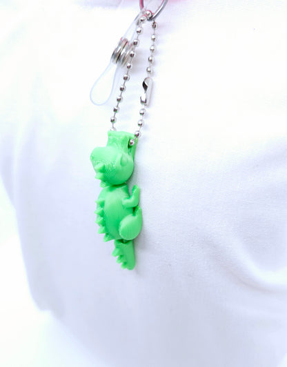 Flexible Mini Dinosaur Badge Reel Charm - Interactive Nurse Accessory