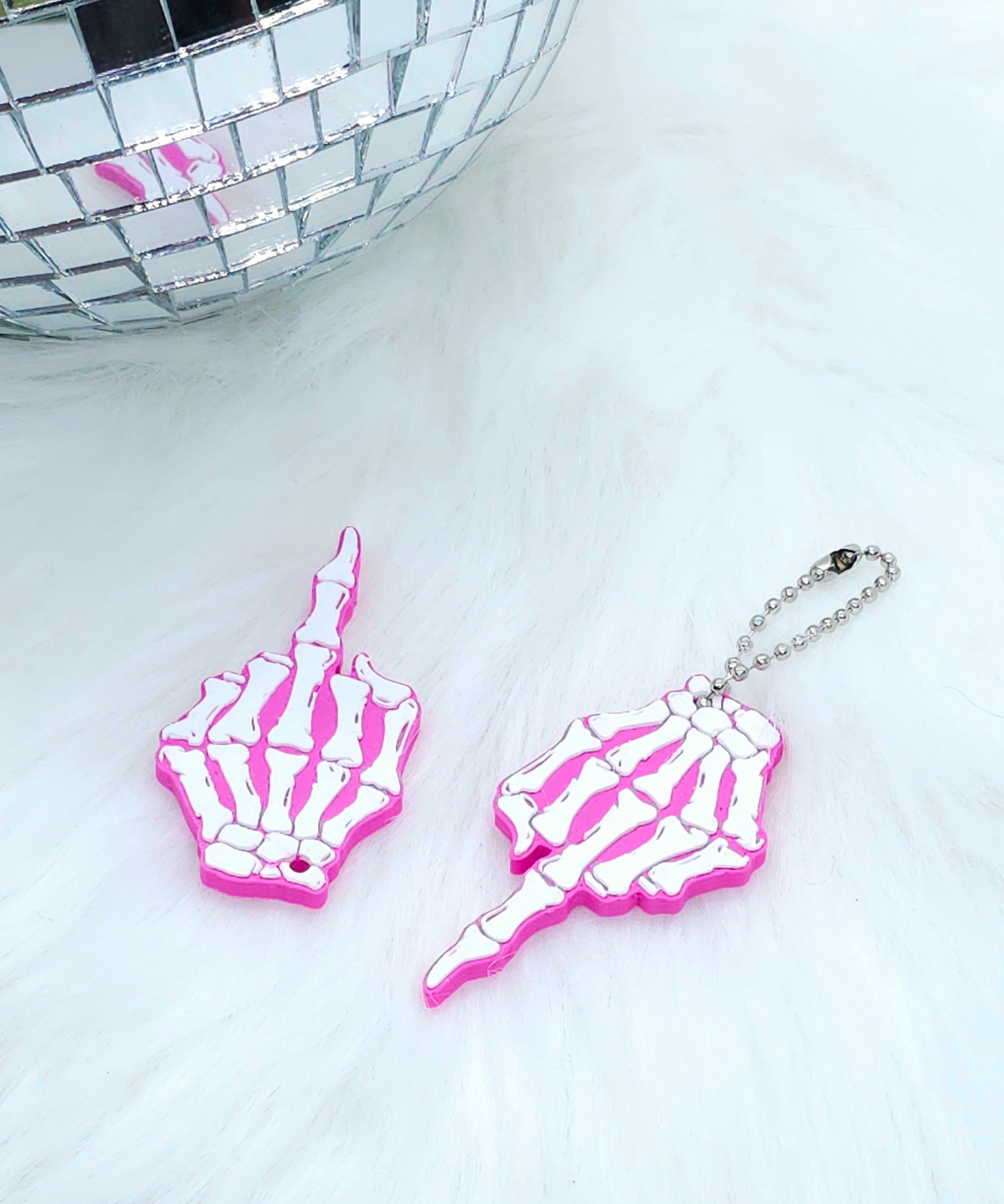 Pink & Spooky: 3D Printed Skeleton Hand Keychain