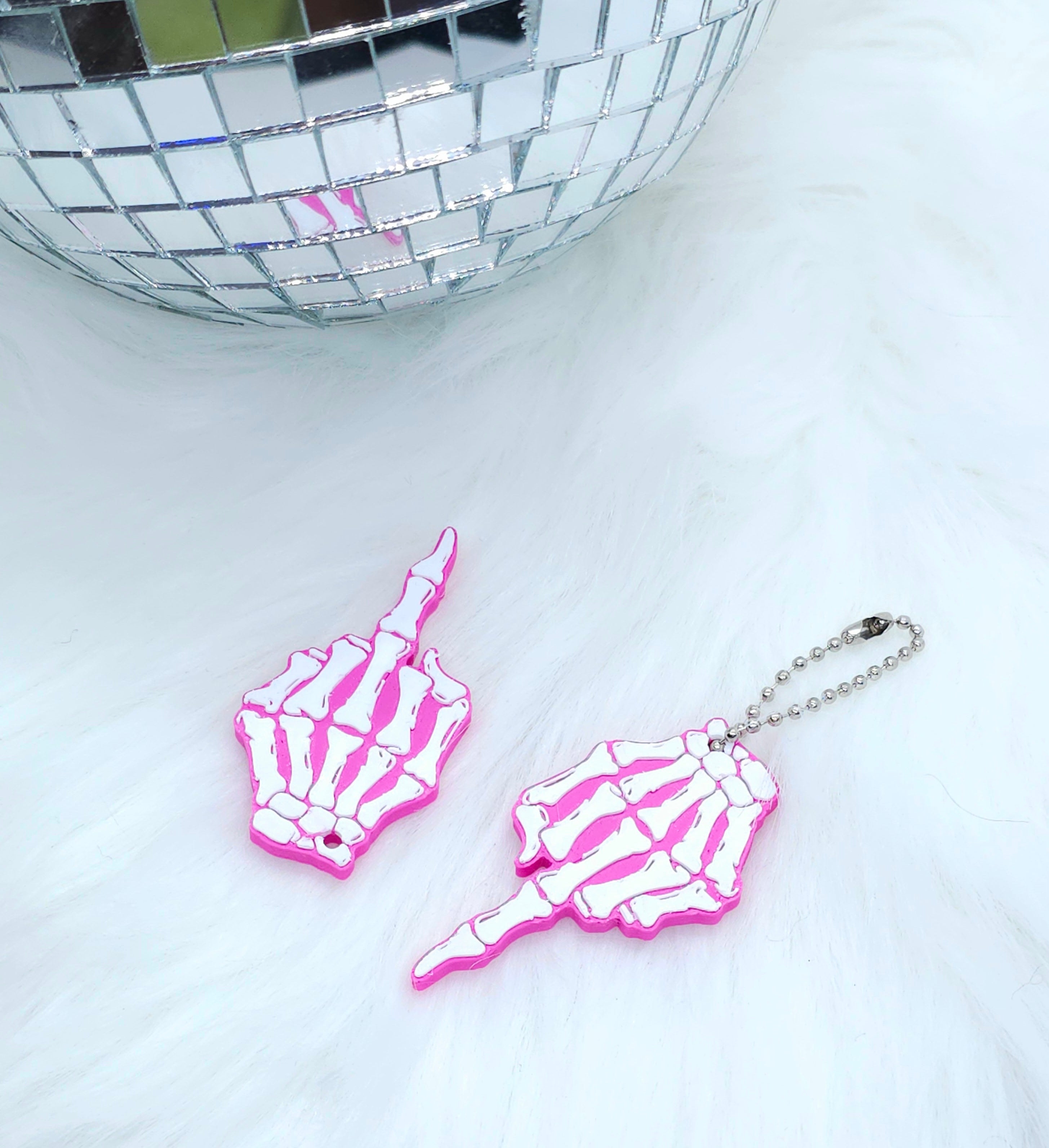 Pink & Spooky: 3D Printed Skeleton Hand Keychain