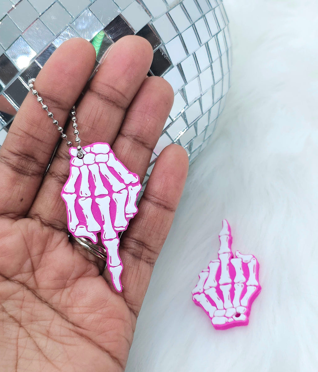 Pink & Spooky: 3D Printed Skeleton Hand Keychain