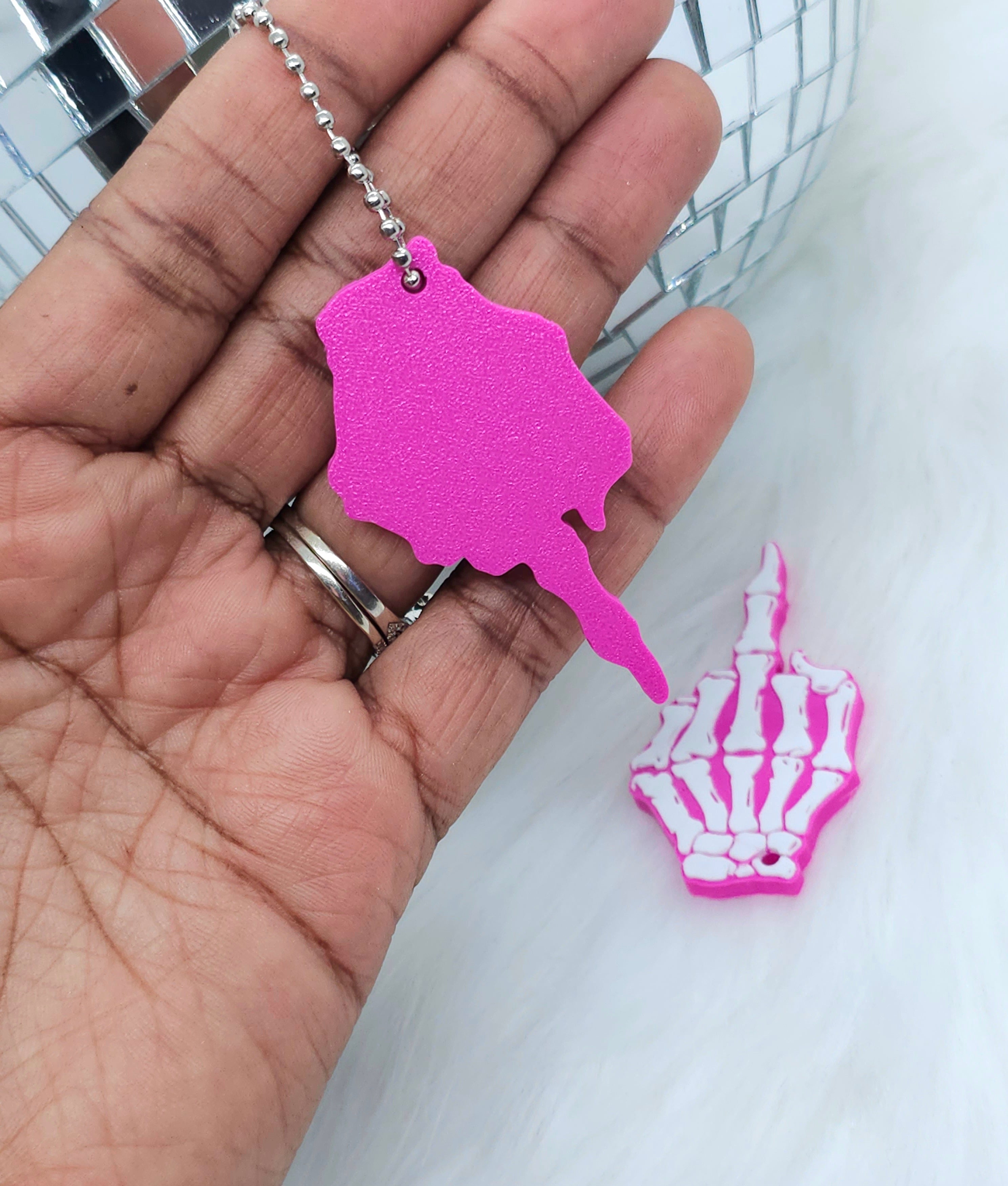 Pink & Spooky: 3D Printed Skeleton Hand Keychain