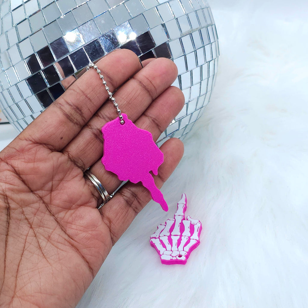 Pink & Spooky: 3D Printed Skeleton Hand Keychain