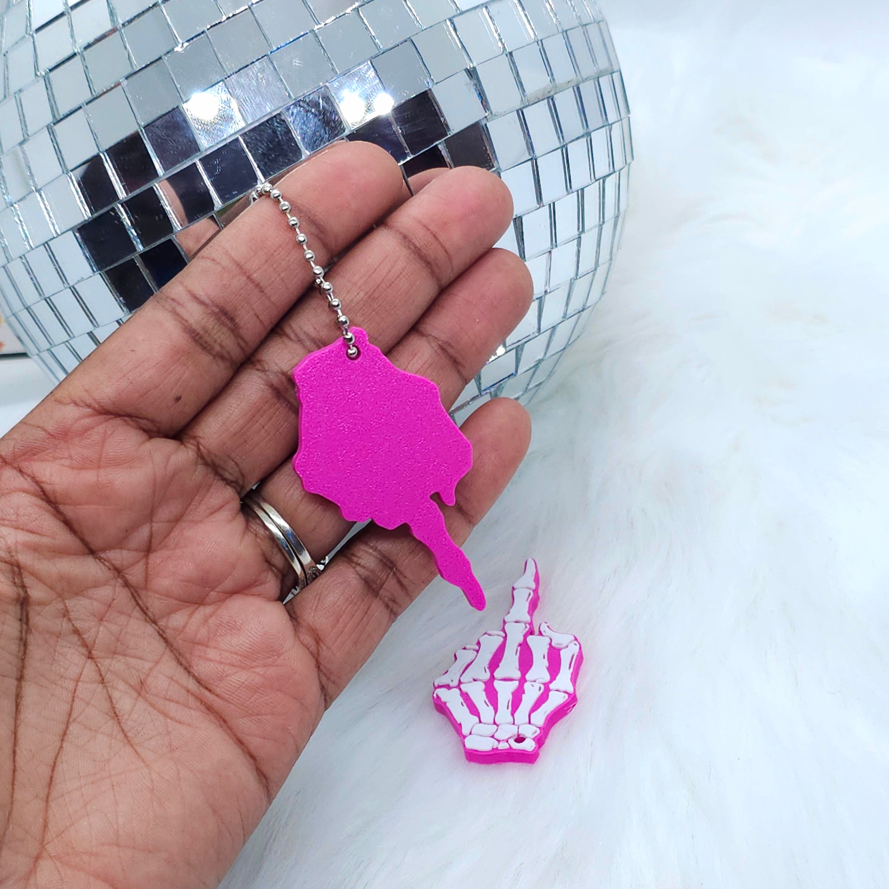 Pink & Spooky: 3D Printed Skeleton Hand Keychain