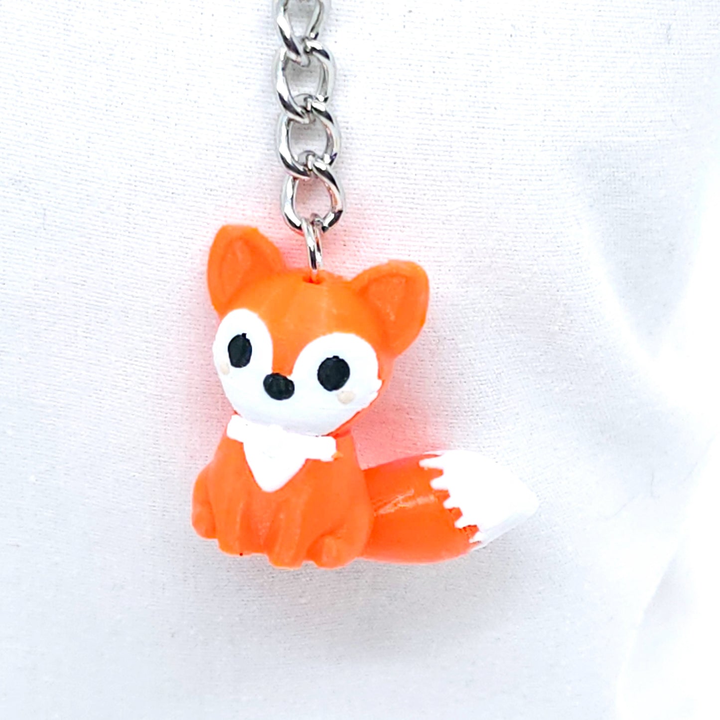 Cute Sitting Fox Charm: 3D Printed Fidget Keychain