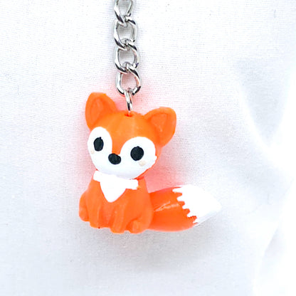 Cute Sitting Fox Charm: 3D Printed Fidget Keychain