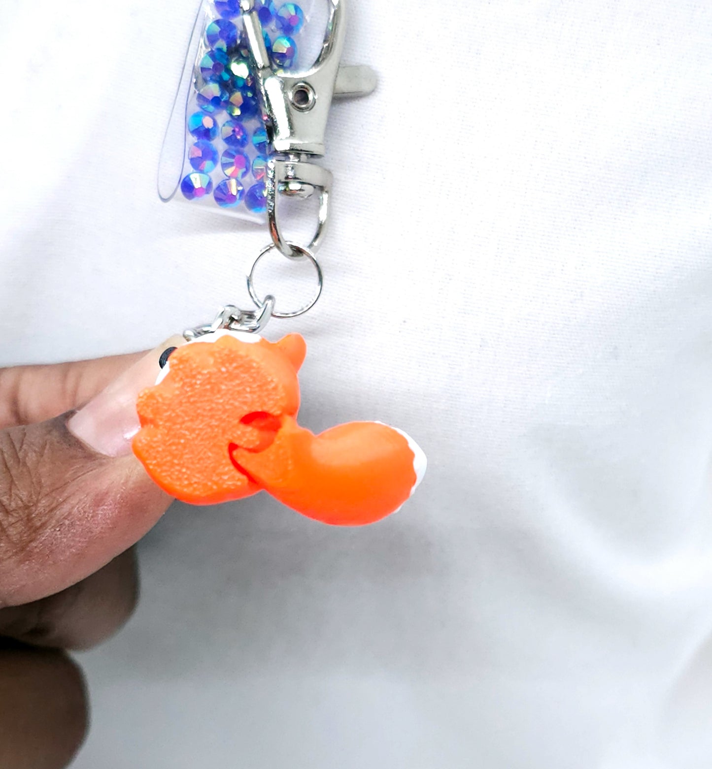 Cute Sitting Fox Charm: 3D Printed Fidget Keychain