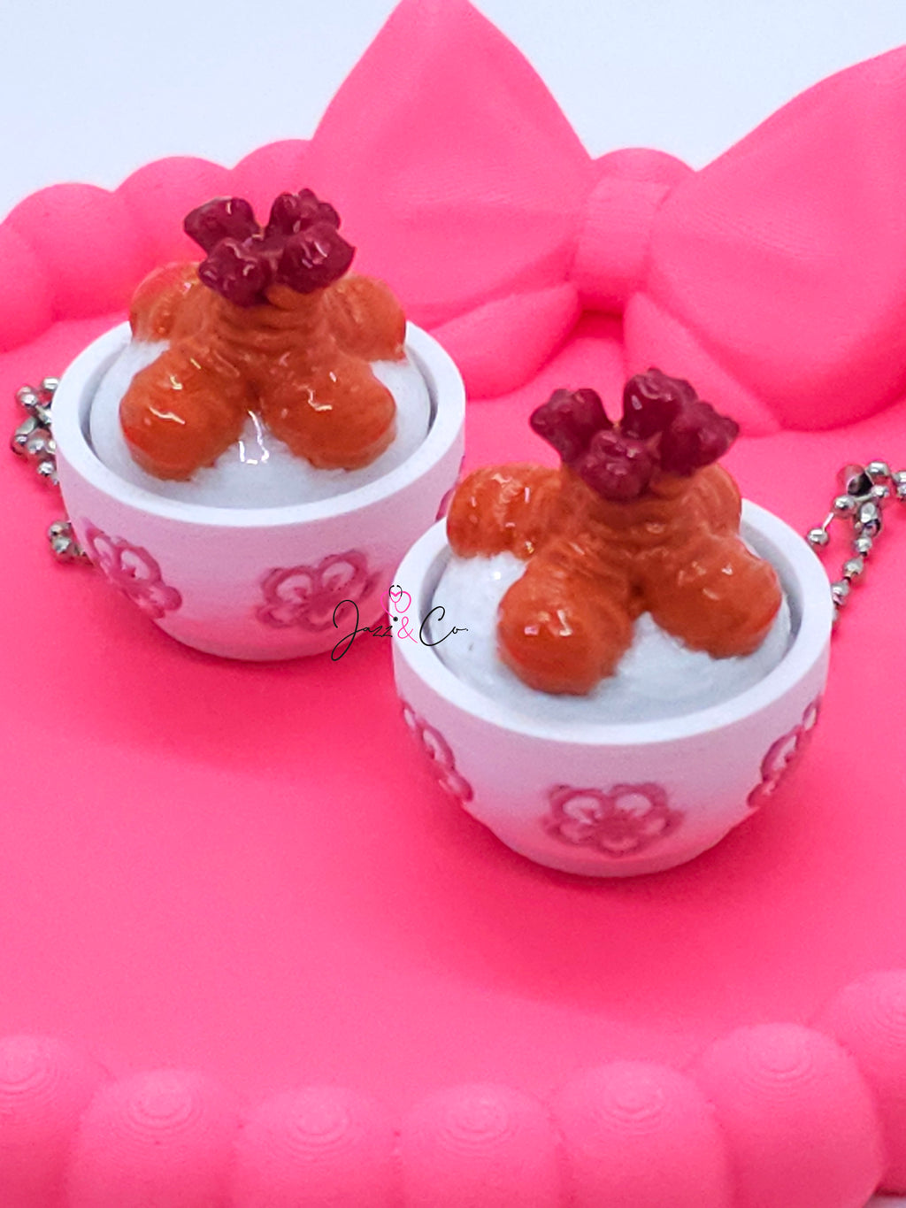 Shrimp Rice Bowl Fidget Clicker Keychain