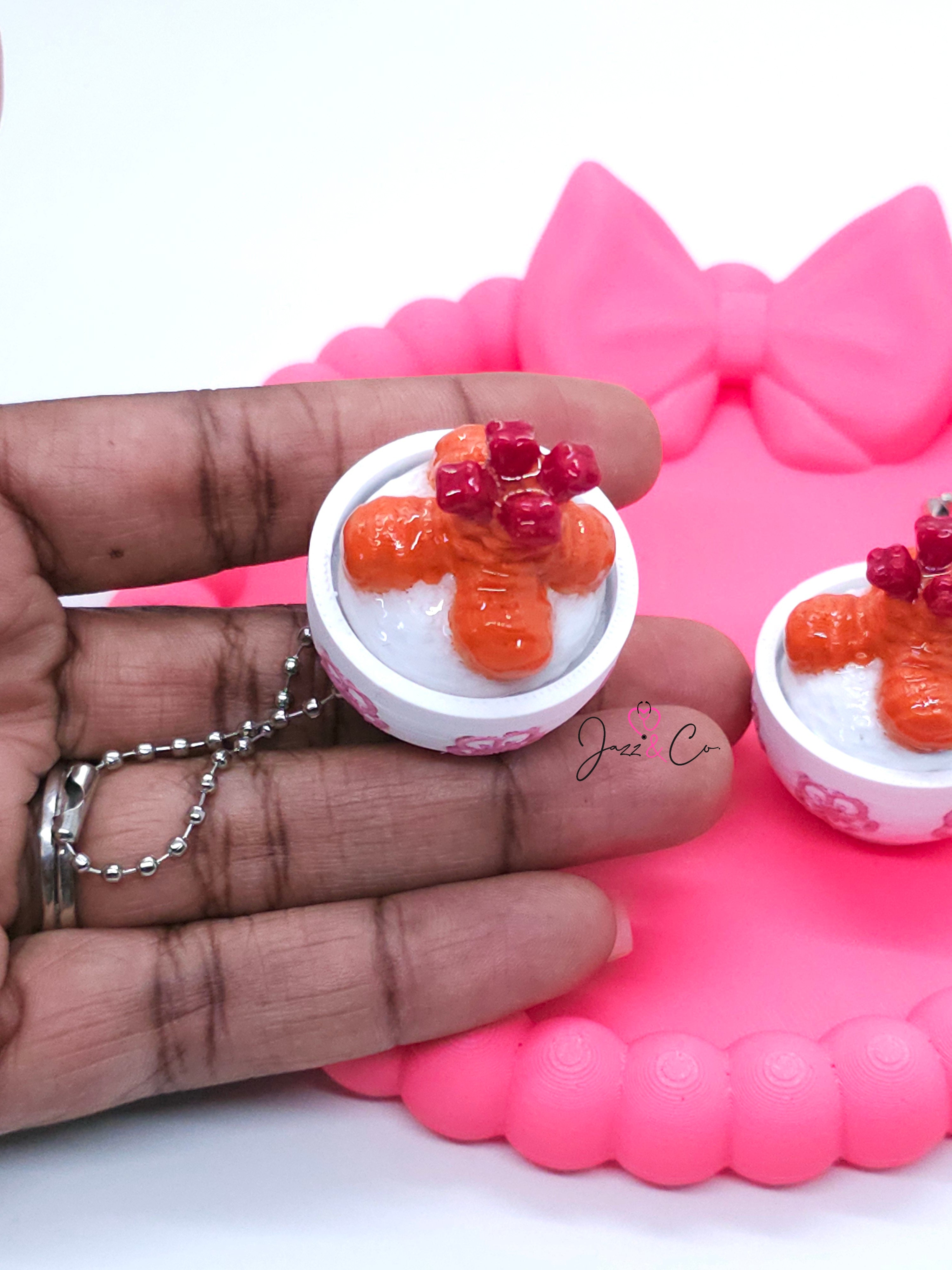 Shrimp Rice Bowl Fidget Clicker Keychain