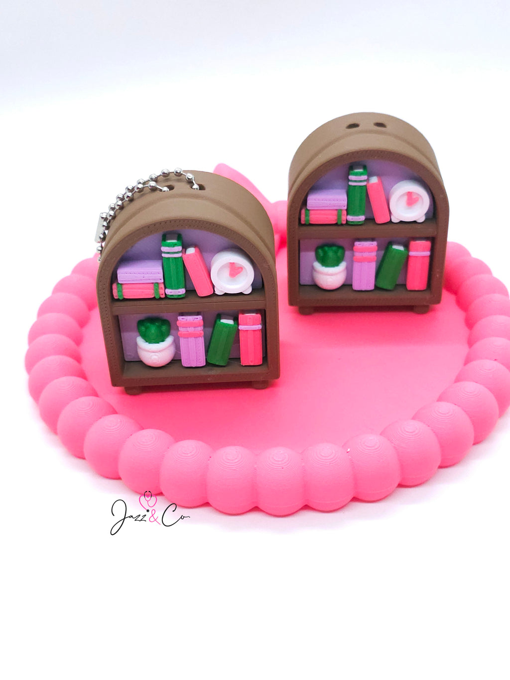 Miniature Bookshelf Keychain Charm Clicker