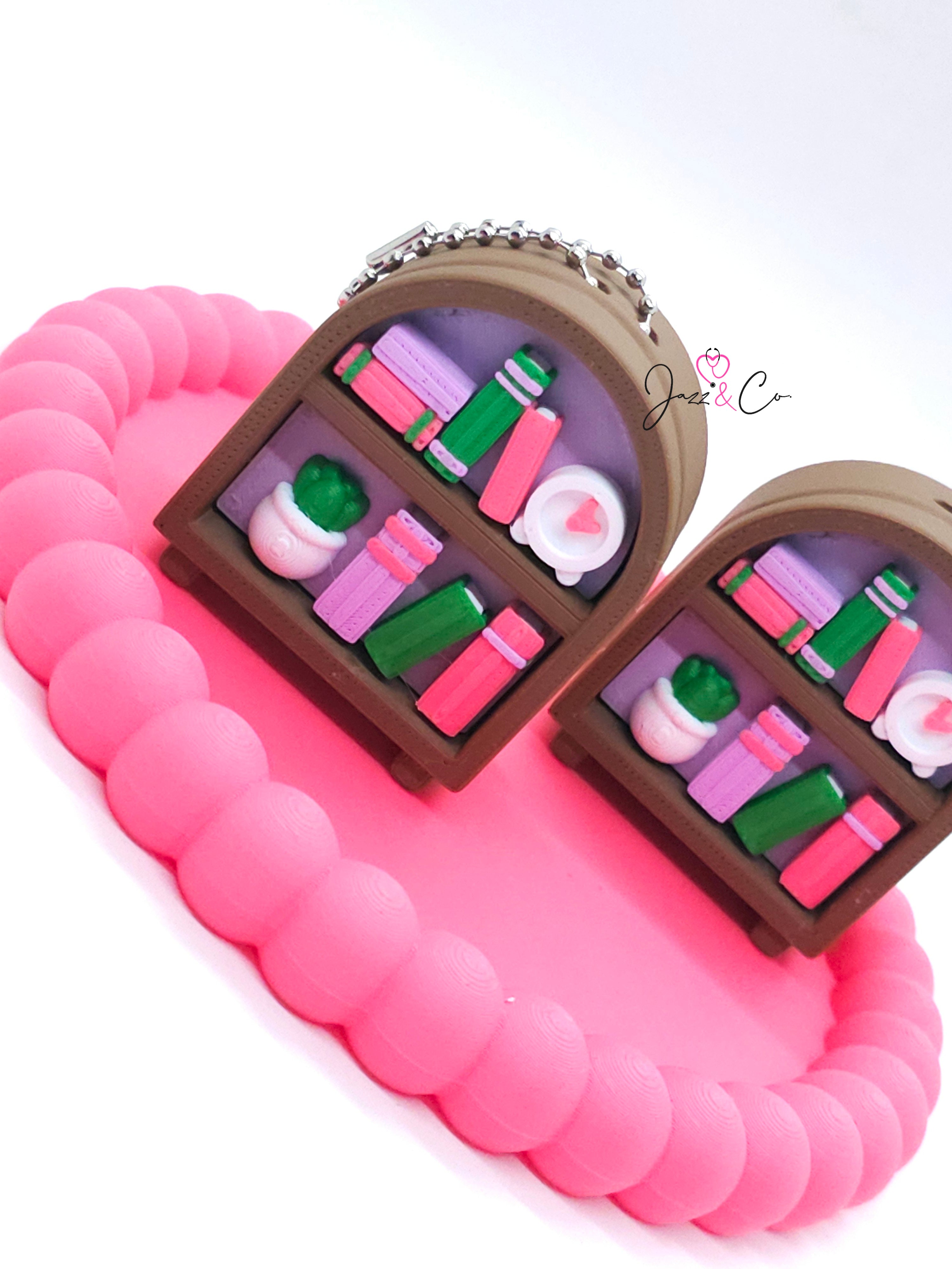 Miniature Bookshelf Keychain Charm Clicker