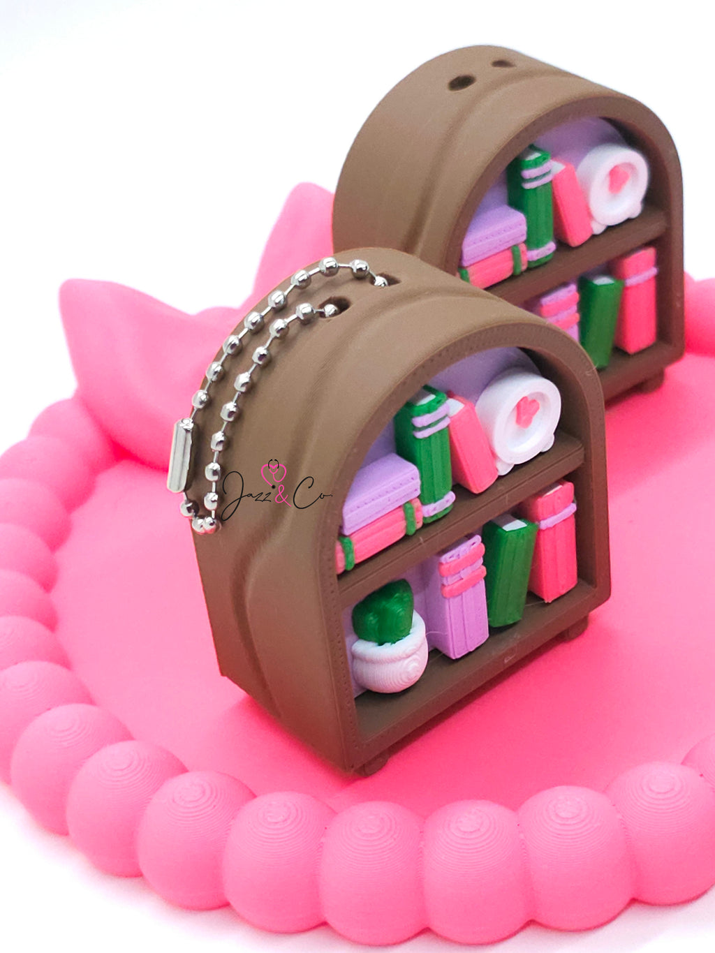 Miniature Bookshelf Keychain Charm Clicker