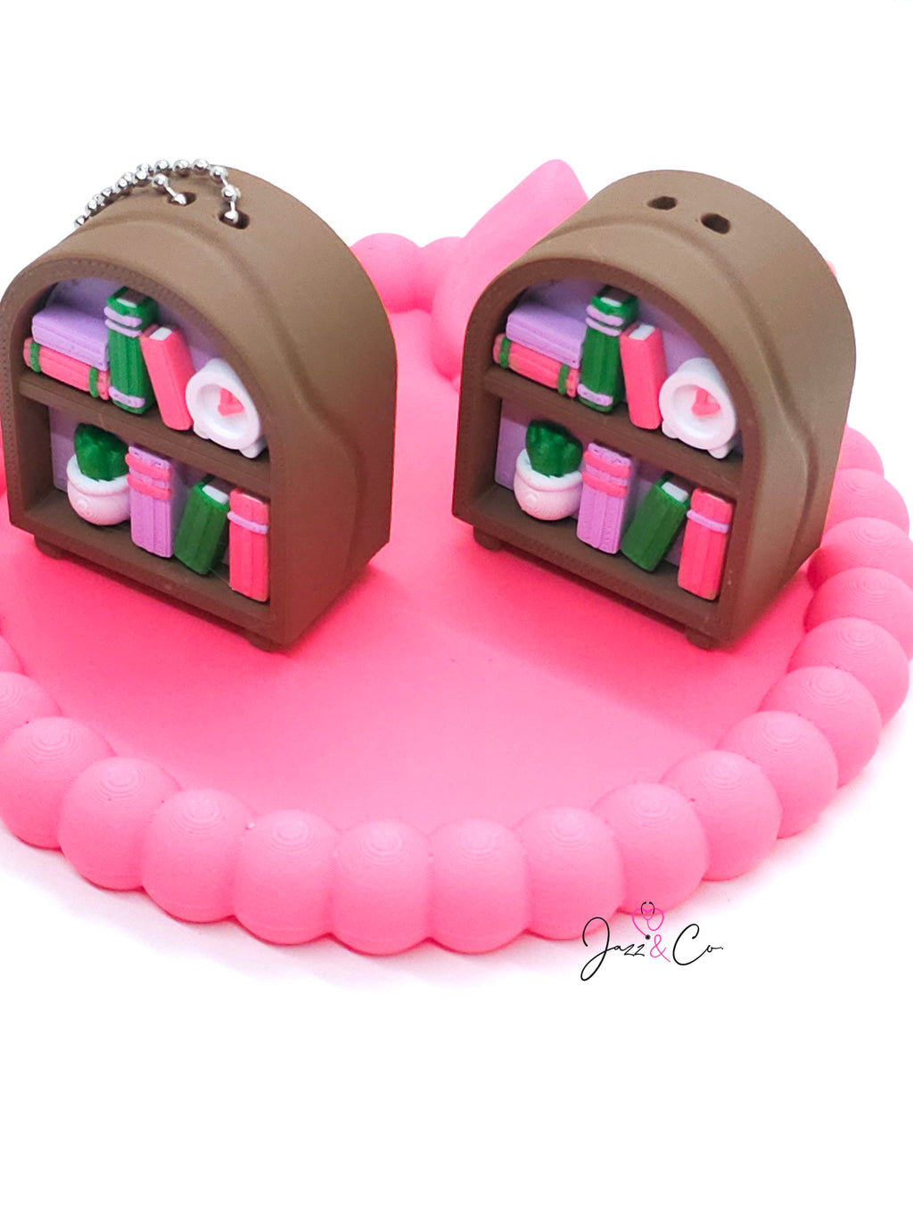 Miniature Bookshelf Keychain Charm Clicker
