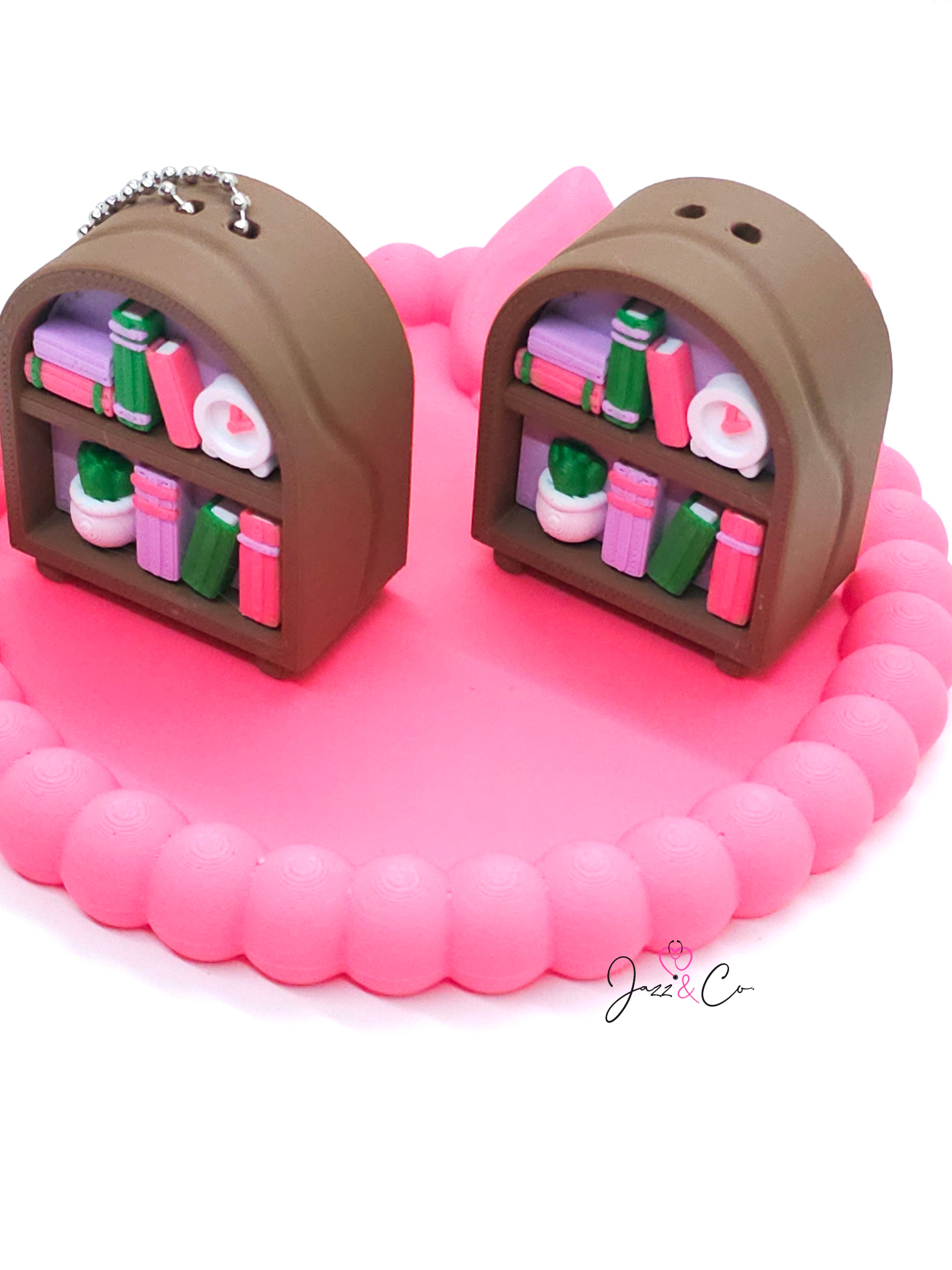 Miniature Bookshelf Keychain Charm Clicker