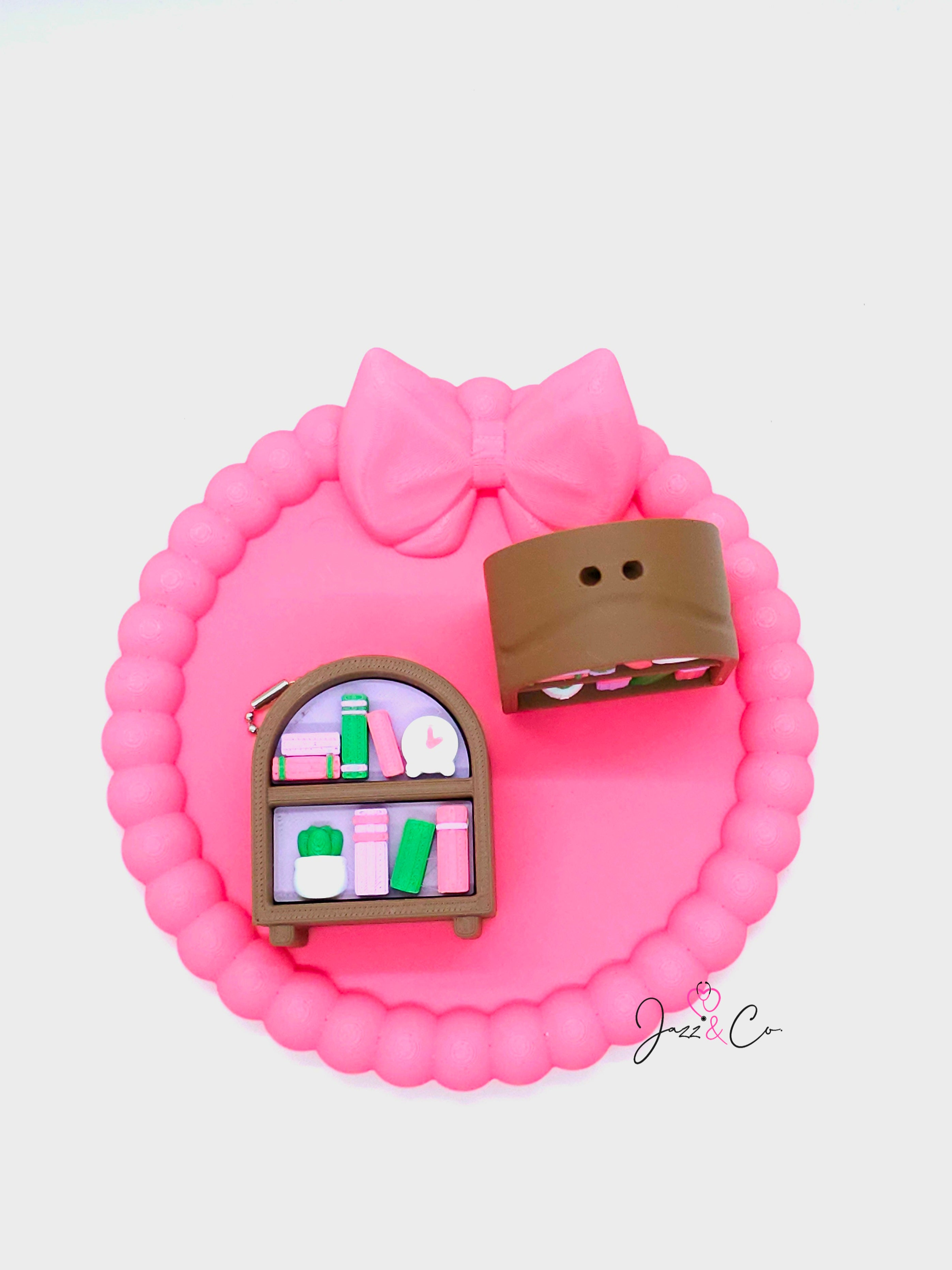 Miniature Bookshelf Keychain Charm Clicker