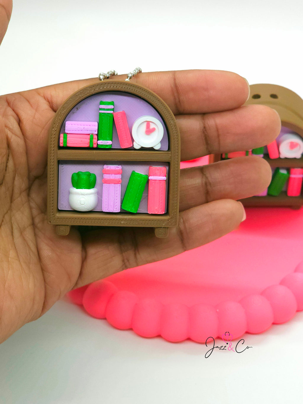 Miniature Bookshelf Keychain Charm Clicker