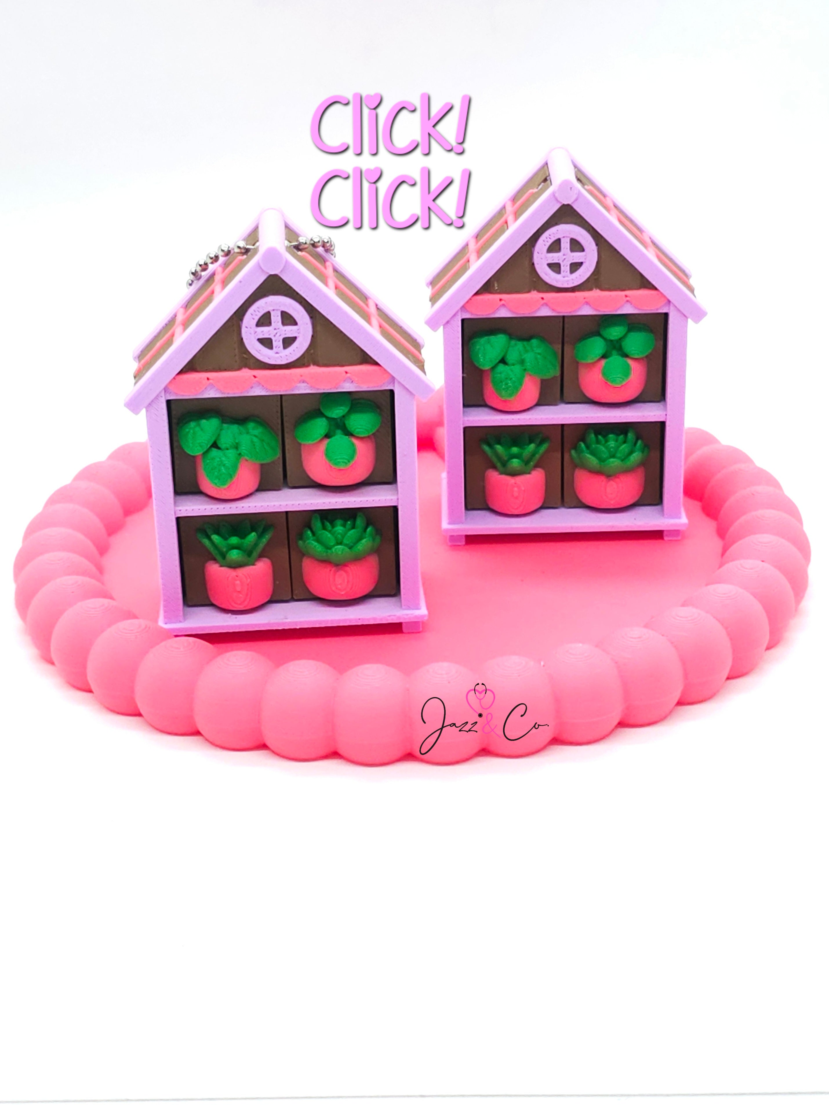 Greenhouse Succulent Fidget Clicker Keychain
