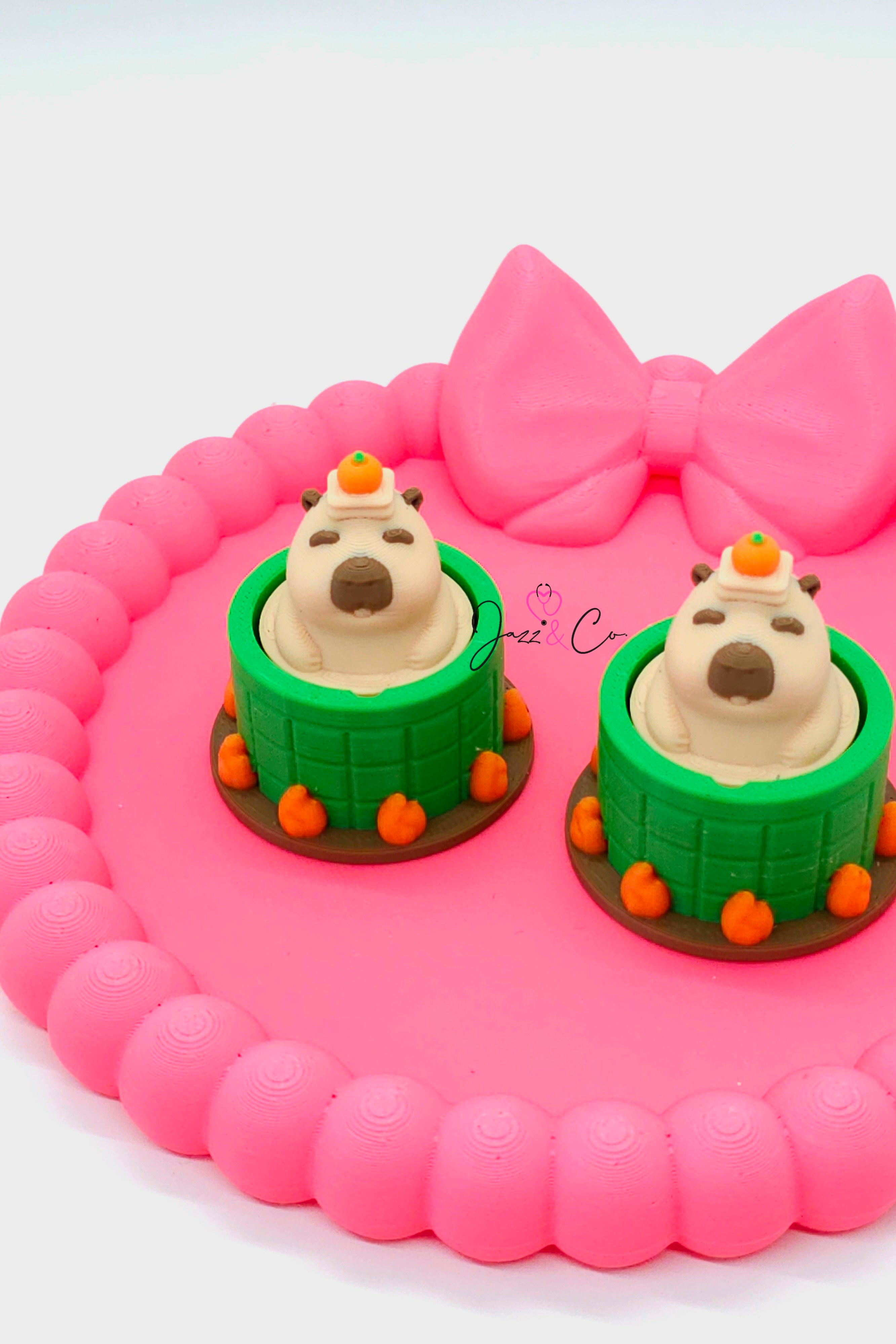 Capybara Garden Barrel Fidget Clicker Keychain