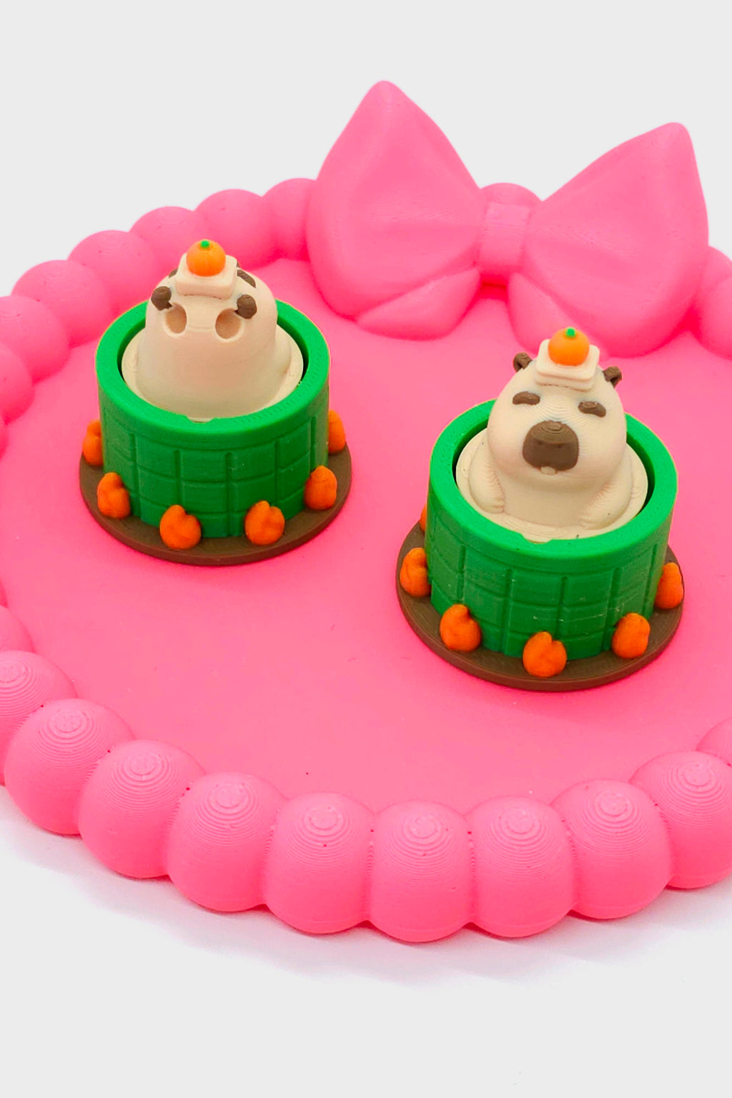 Capybara Garden Barrel Fidget Clicker Keychain