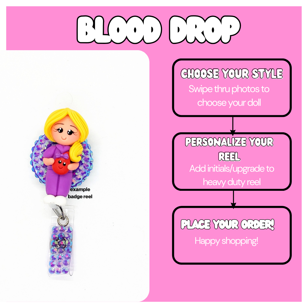 Nurse With Blood Drop Badge Reel