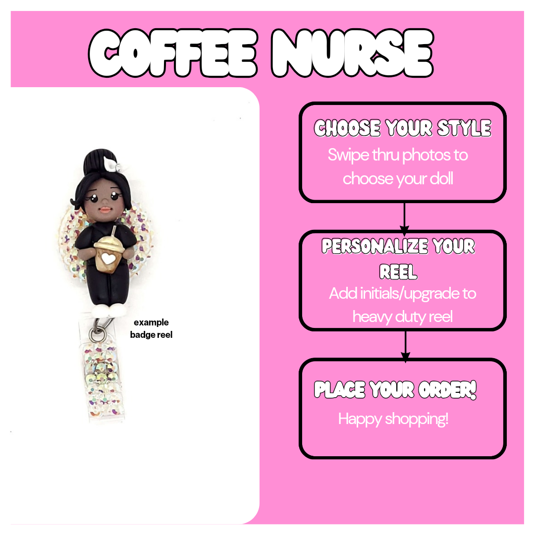 Nurse Coffee Cup Badge Reel