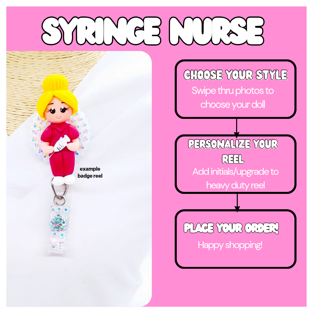 Nurse With Syringe Badge Reel