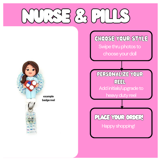 Nurse Pill Badge Reel - Pharmacy Badge Reel