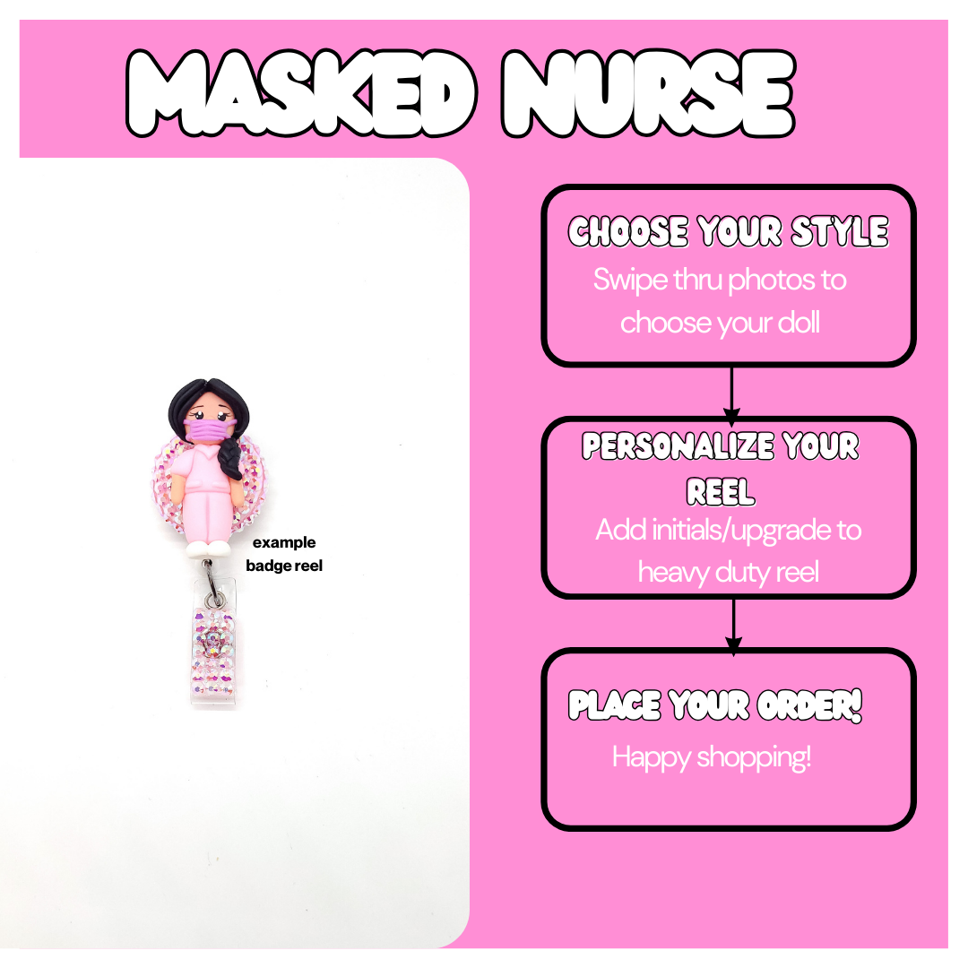 Masked Nurse ID Badge Reel