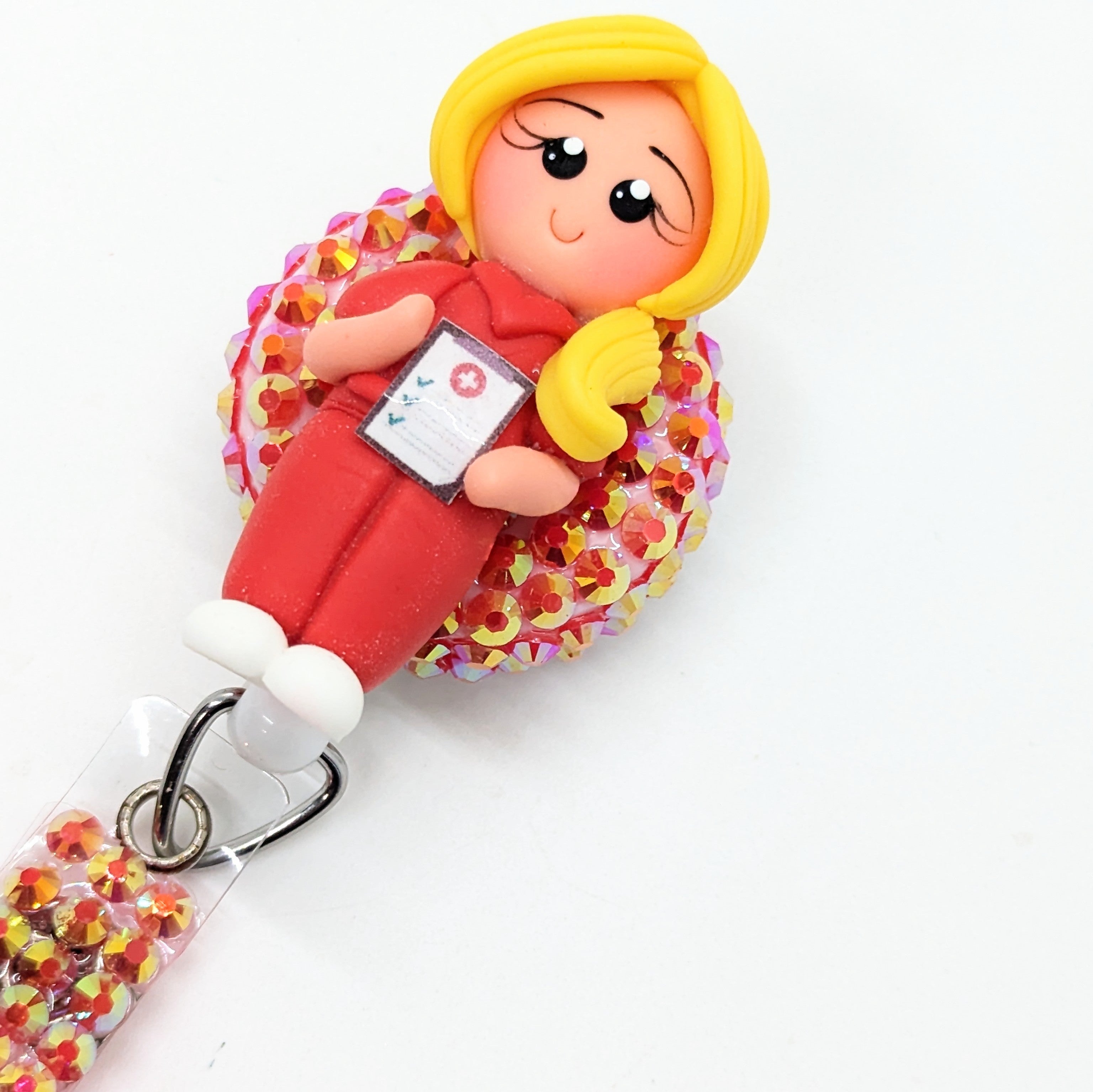 Nurse with Clipboard Badge Reel