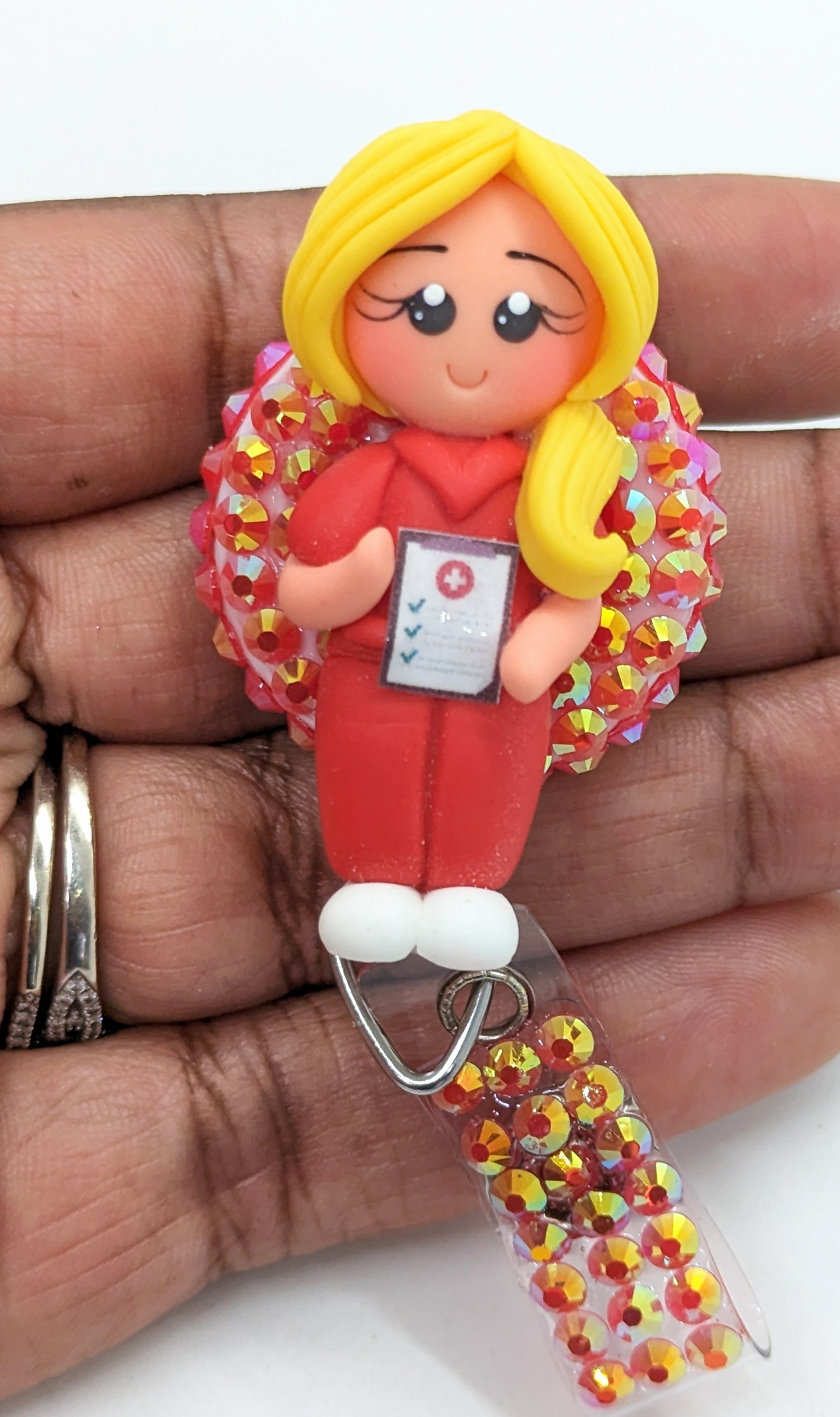 Nurse with Clipboard Badge Reel