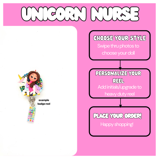 Unicorn Nurse Badge Reel