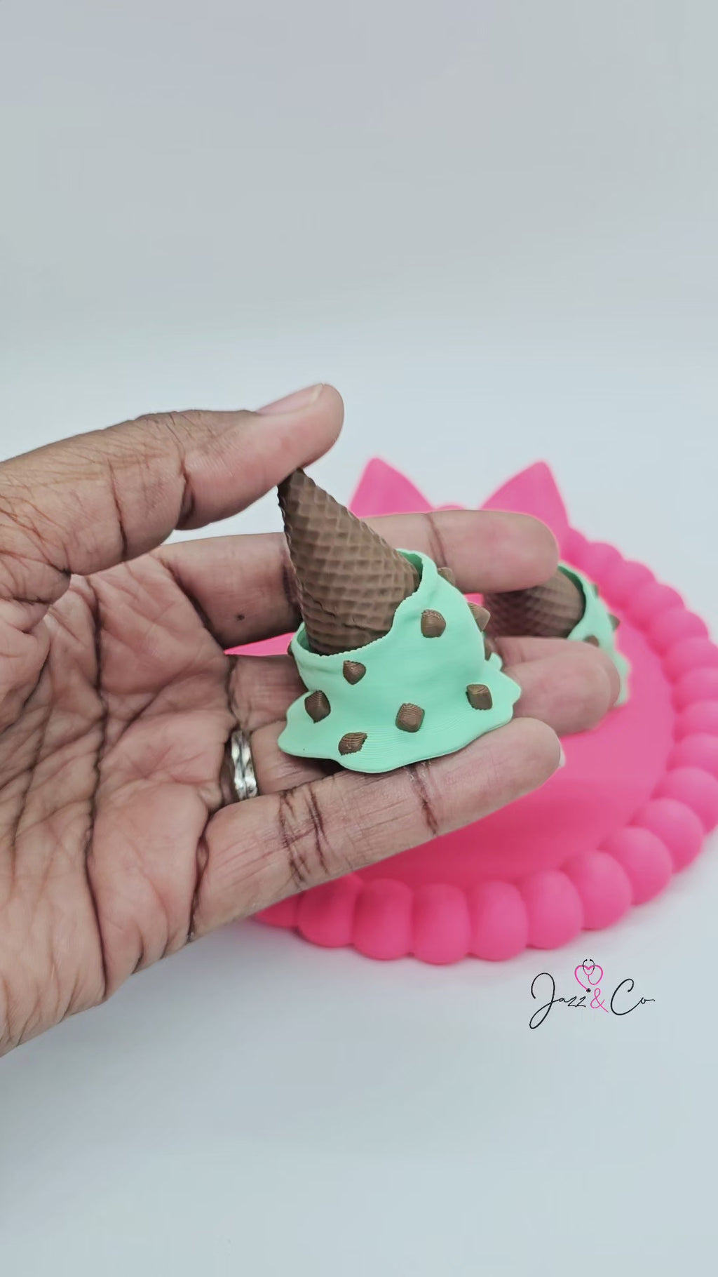 Upside Down Melting Ice Cream Cone Fidget Clicker Keychain