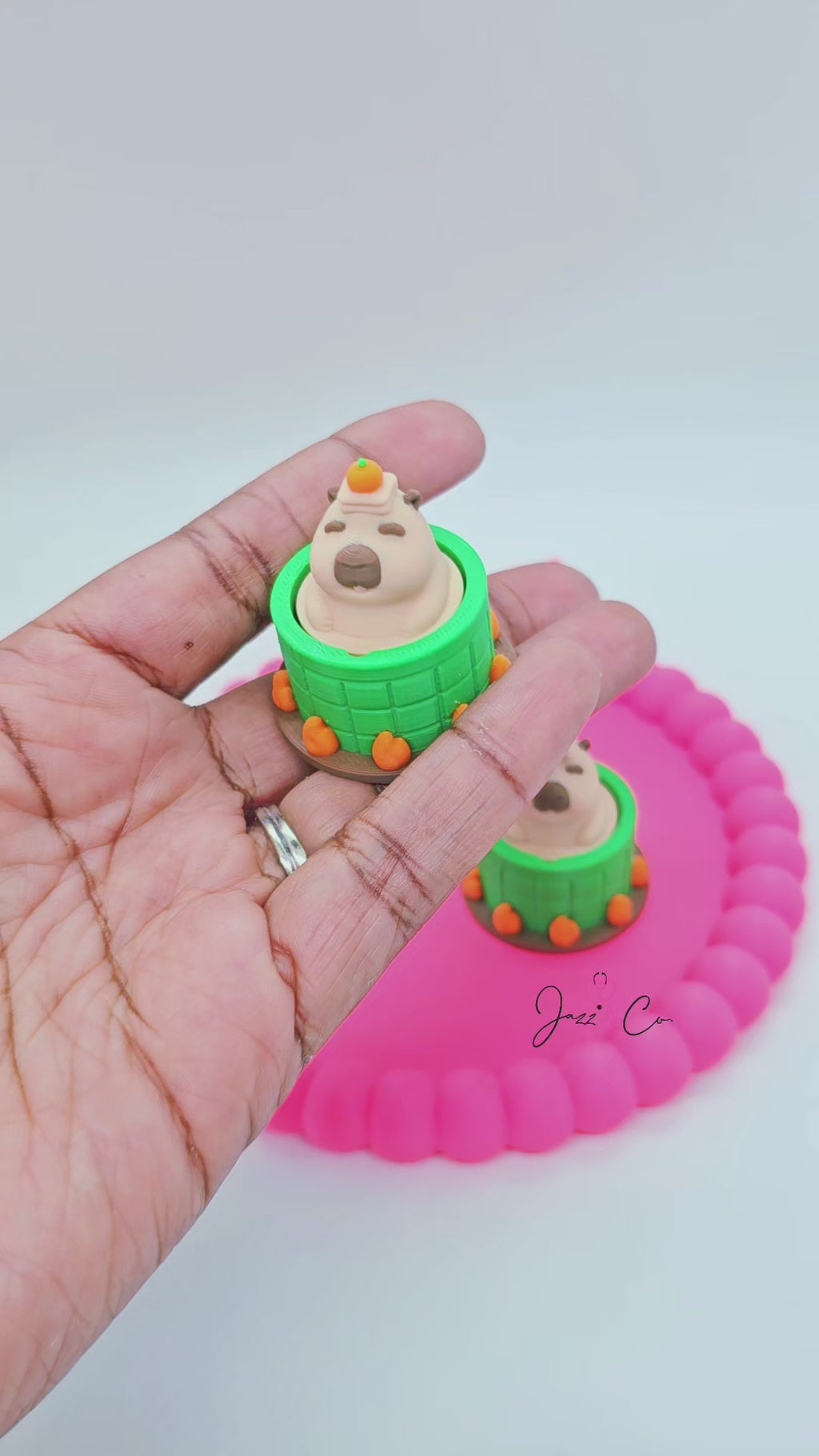 Capybara Garden Barrel Fidget Clicker Keychain