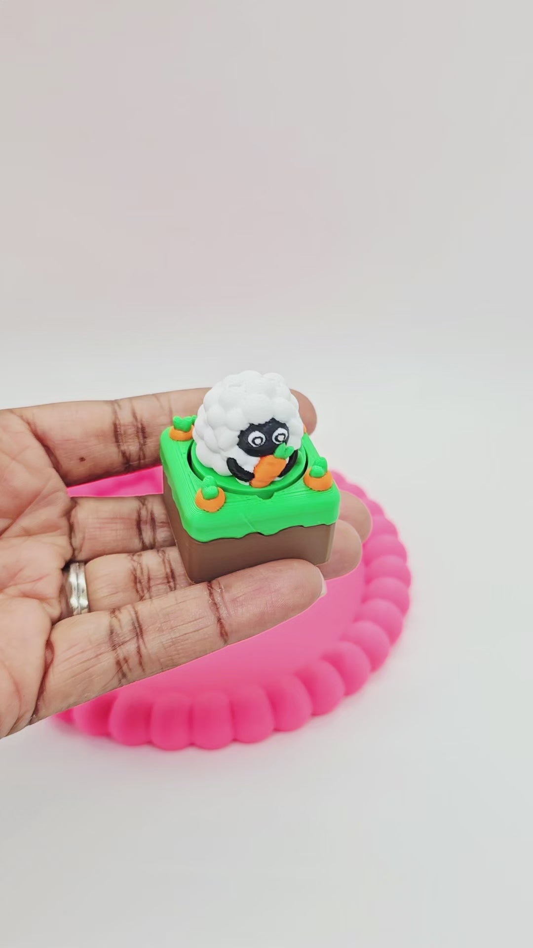 Sheep Garden Fidget Clicker Keychain