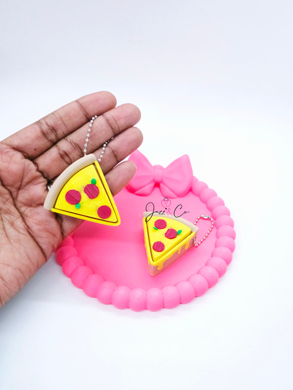 Pizza Slice 3D Printed Fidget Clicker Keychain