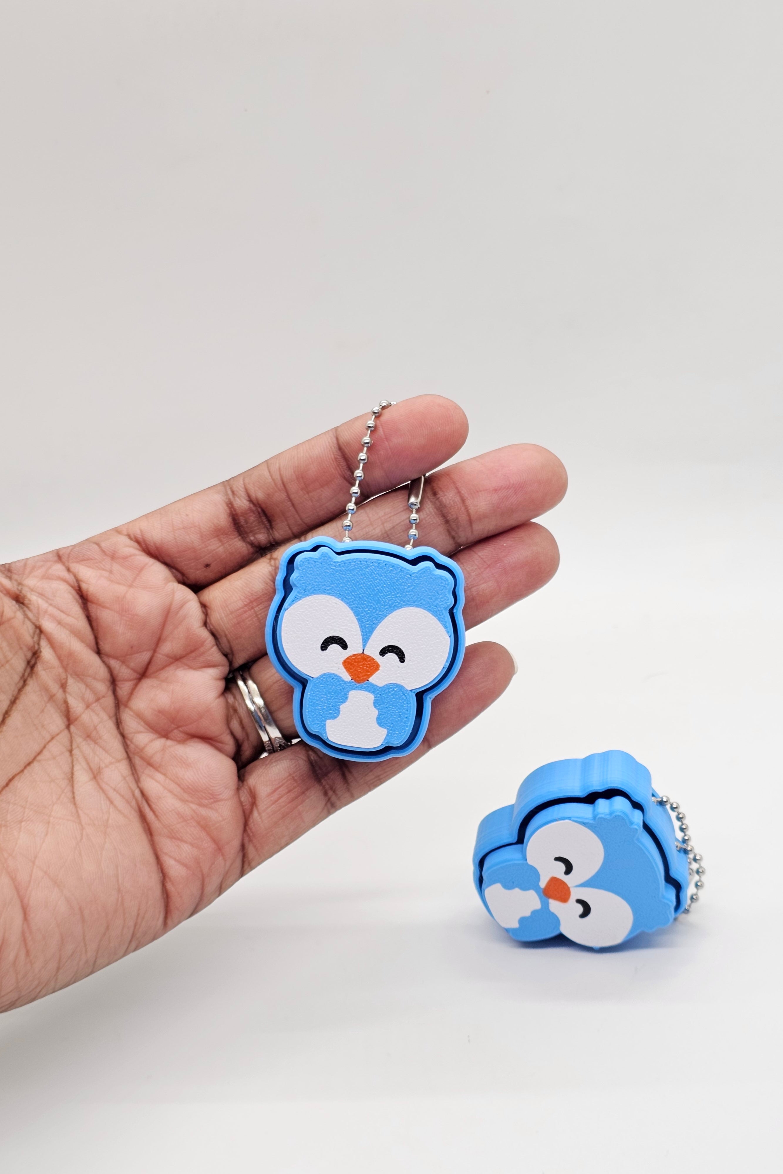 Owl Fidget Clicker Keychain - Blue