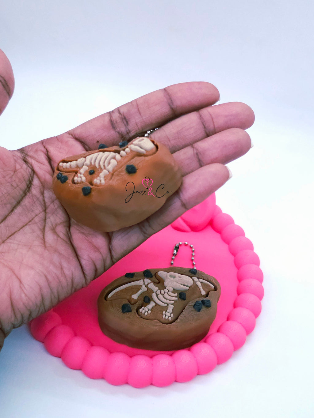 Dinosaur Fossil 3D Printed Fidget Clicker Keychain