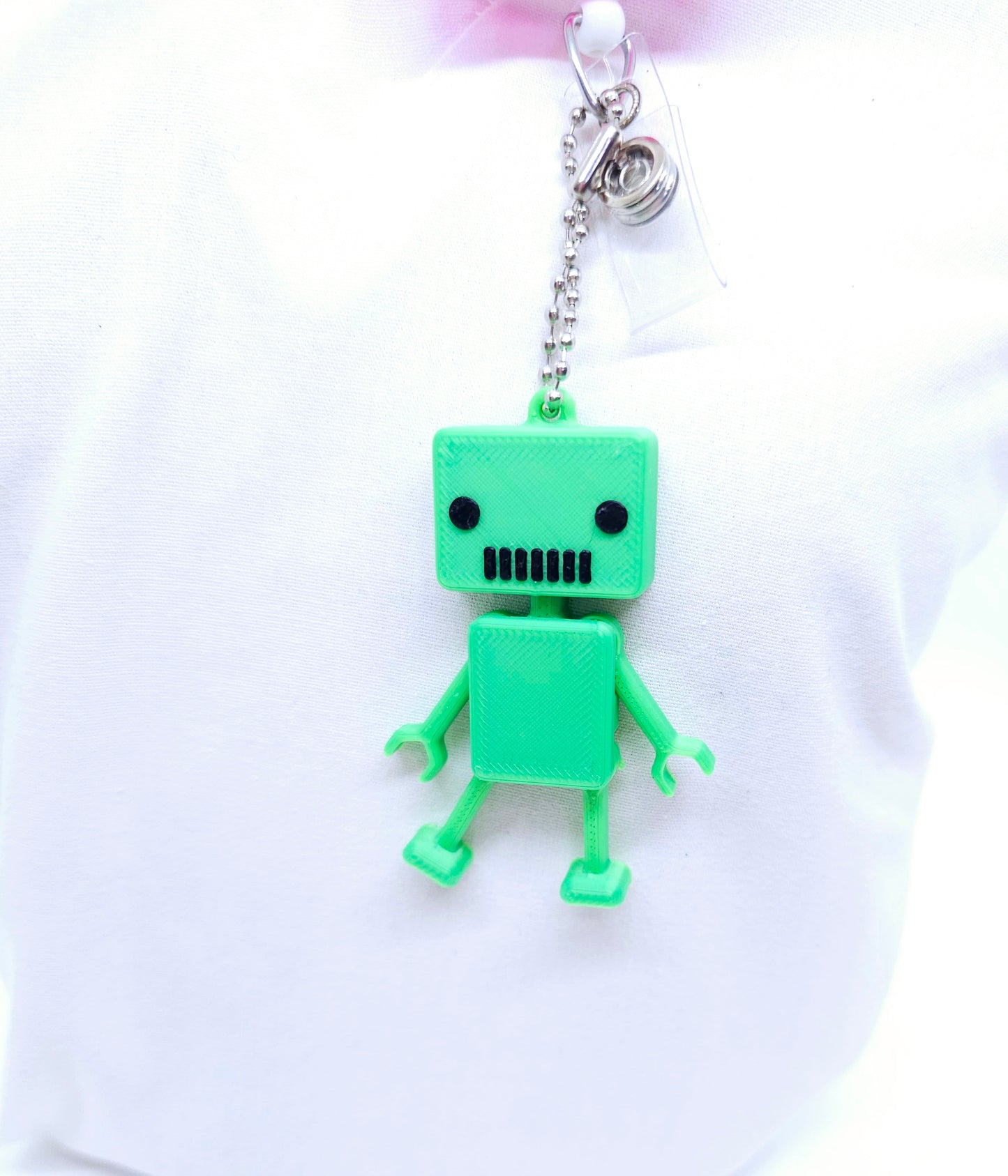 Flexible Mini Robot Badge Reel Charm - Interactive Nurse Accessory