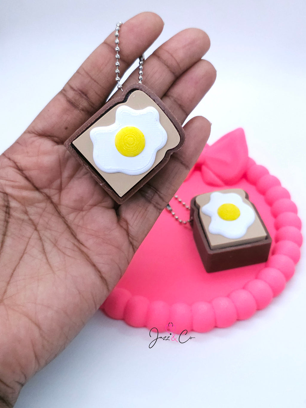 Fried Egg 3D Printed Fidget Clicker Keychain