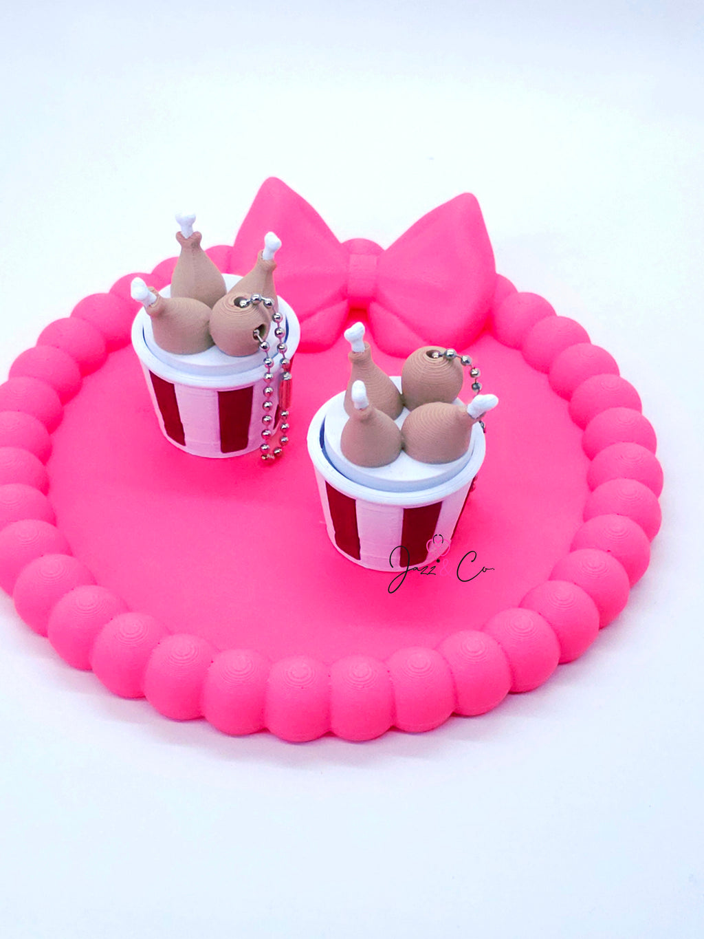 Fried Chicken Bucket 3D Printed Fidget Clicker Keychain