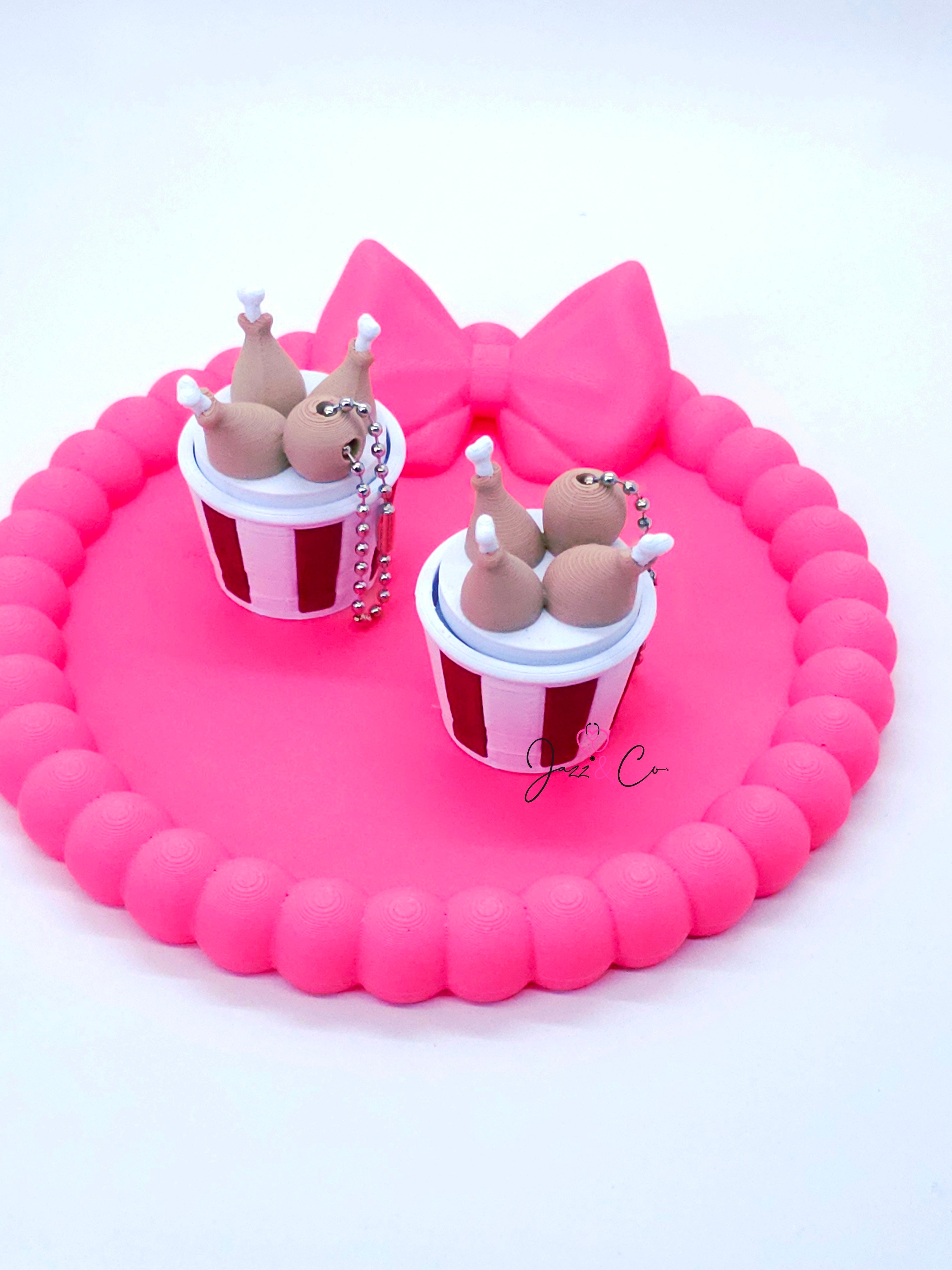 Fried Chicken Bucket 3D Printed Fidget Clicker Keychain