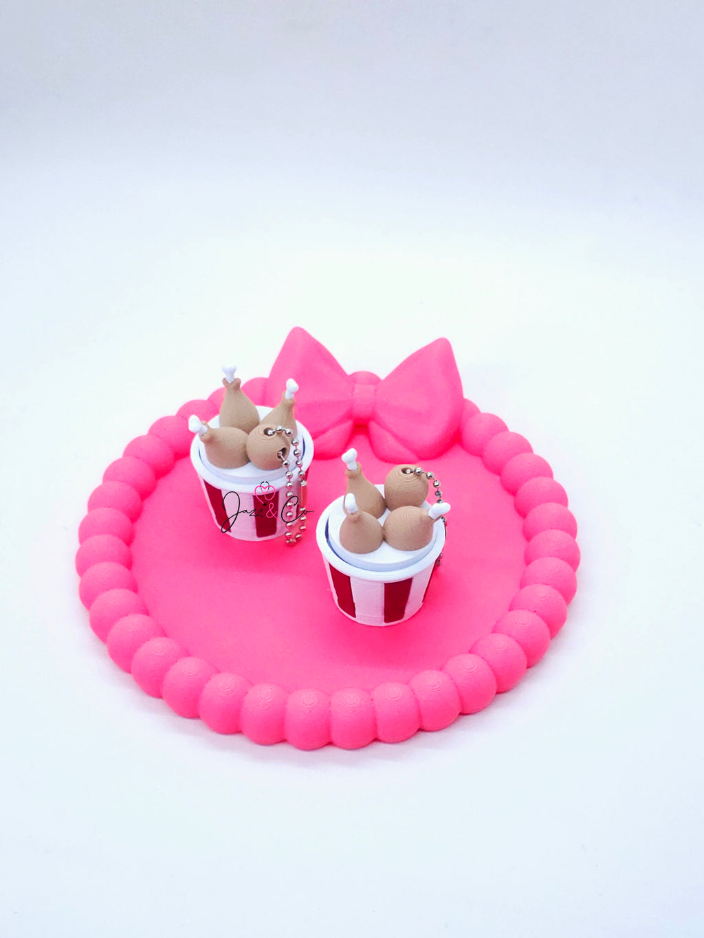 Fried Chicken Bucket 3D Printed Fidget Clicker Keychain