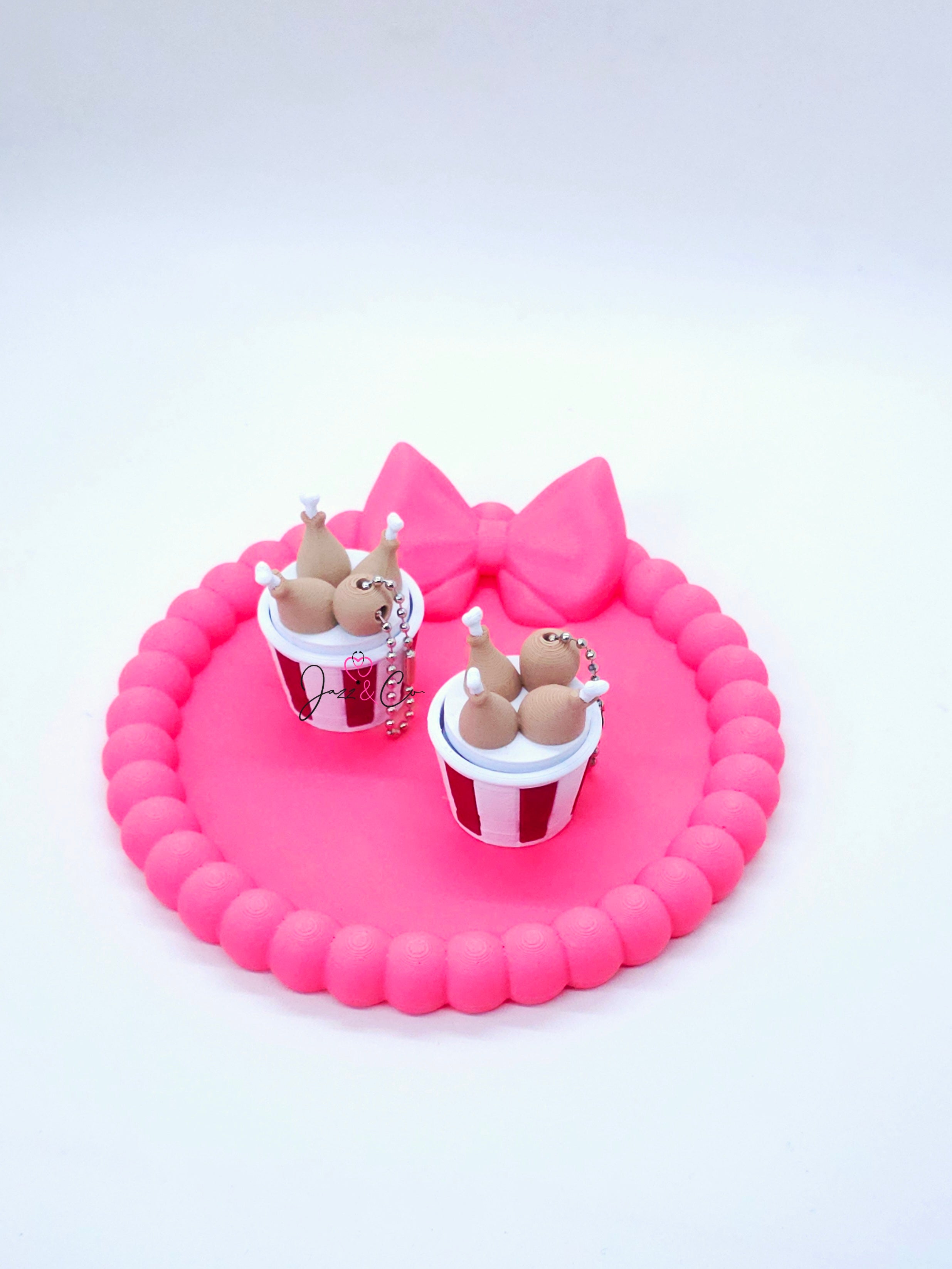 Fried Chicken Bucket 3D Printed Fidget Clicker Keychain